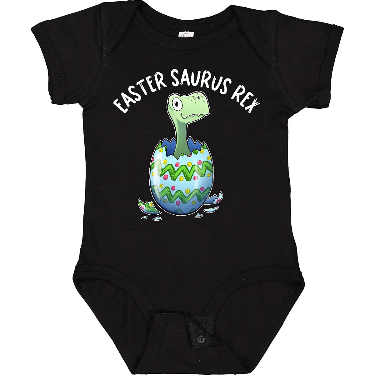 Inktastic Easter Saurus Rex Dinosaur Hatching Easter Egg Baby Bodysuit - Cute Dinosaur Themed Outfit for Easter Celebrations, Baby Showers & Holiday Photos
