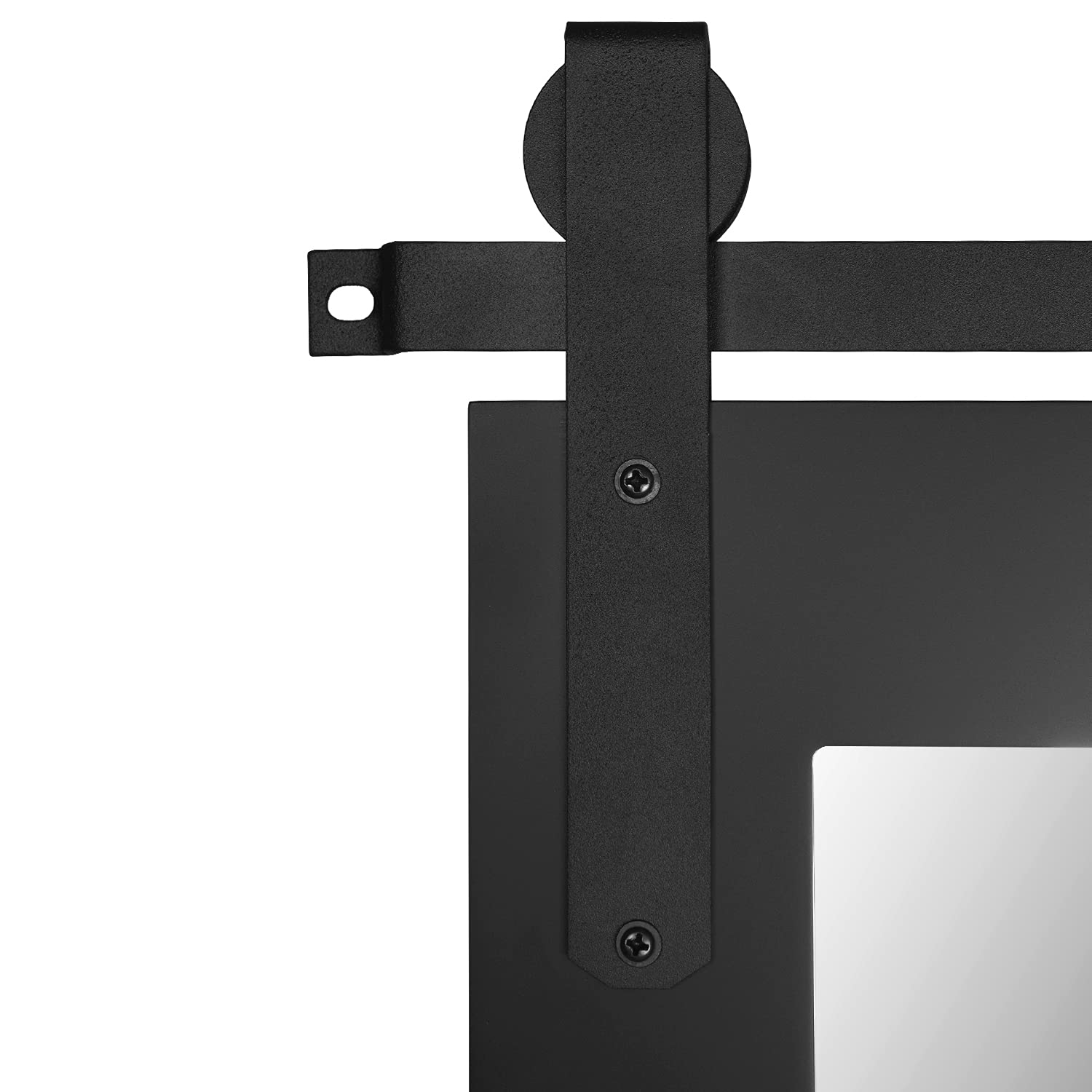 Farmhouse Wood Framed Wall Mirror - Rustic Barn Door Style Black Mirror 22x28 Inches - Perfect for Entryway, Living Room & Bedroom Decor