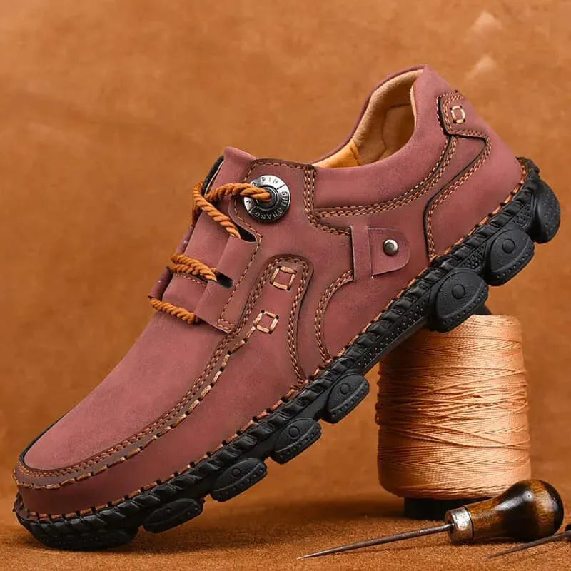 Hawk Rugged Lace-Up Leather Work Boots for Men - Durable Outdoor Hiking & Construction Shoes for Tough Terrain