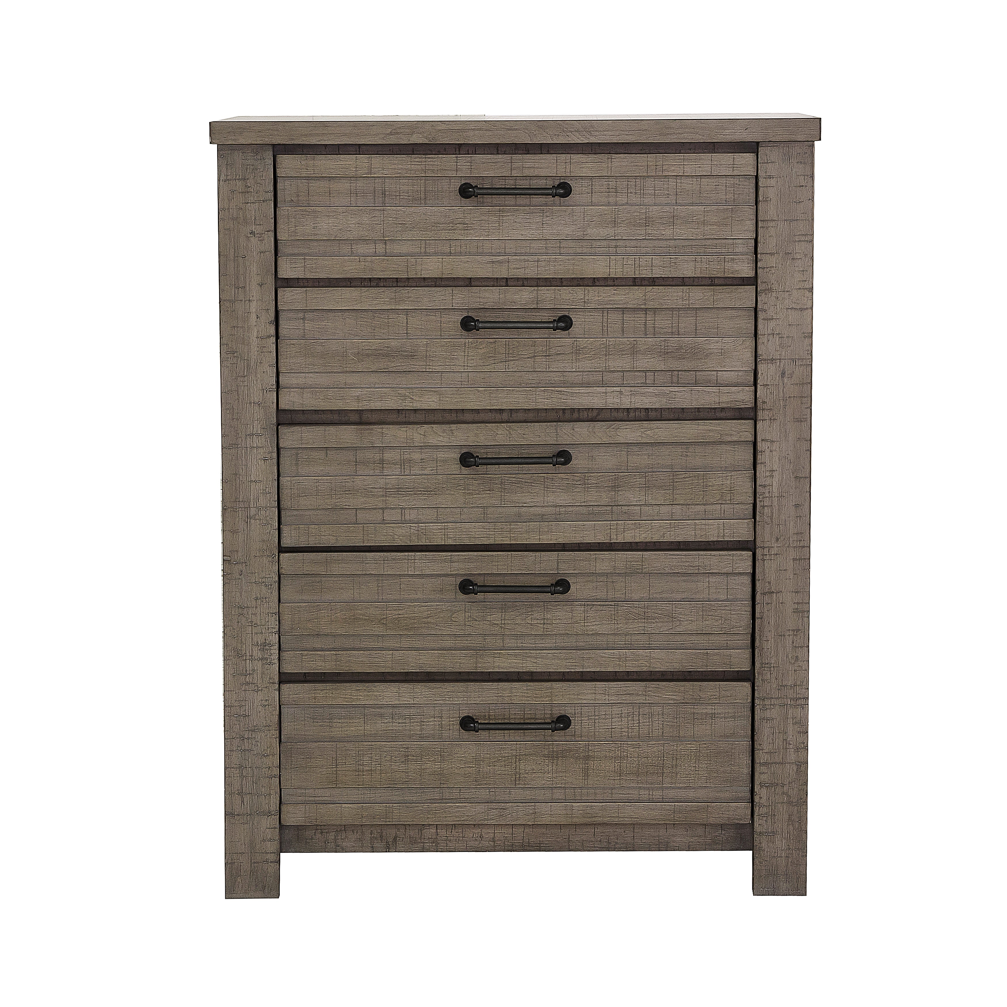 Sedona Transitional Medium Gray Wood 5-Drawer Chest - Stylish Bedroom Dresser for Clothes Storage & Home Organization
