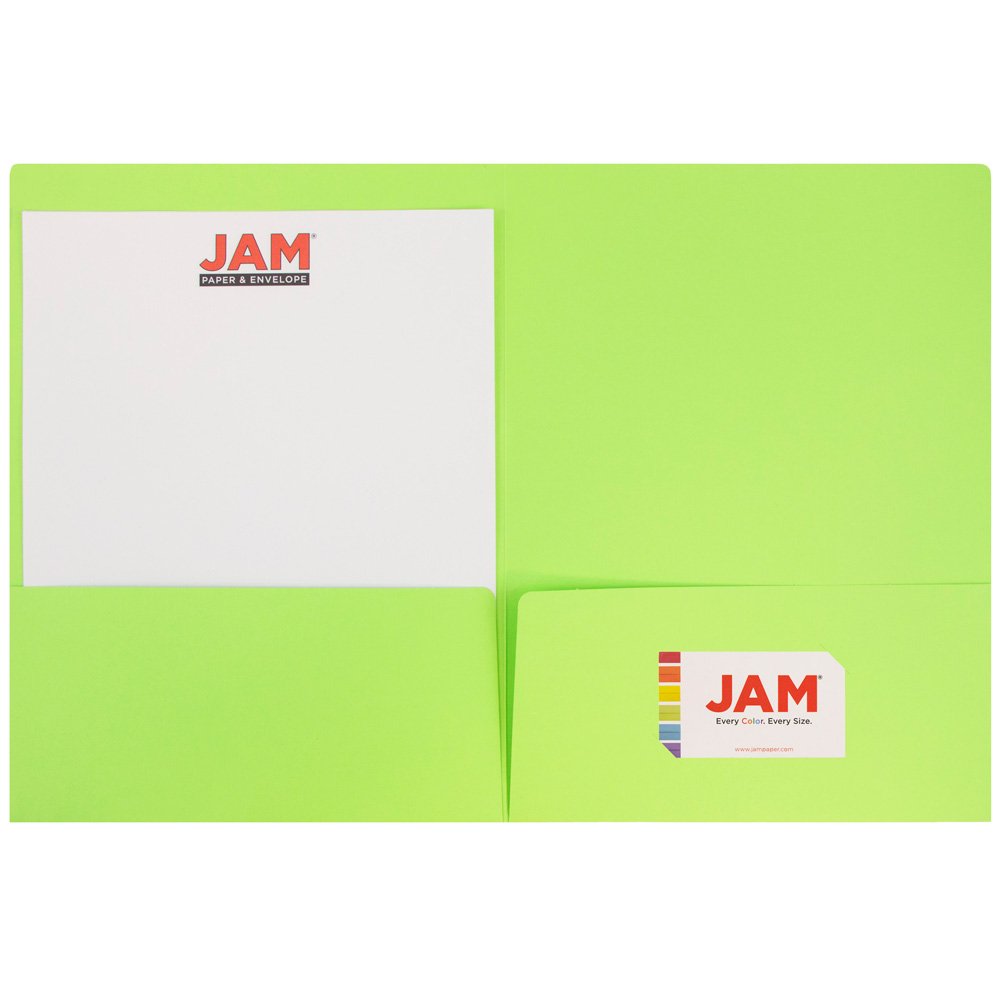 Premium Matte Cardstock Twin Pocket Folders - Lime Green (50-Pack) | Heavy Duty School & Office Supplies for Organizing Documents, Reports & Projects