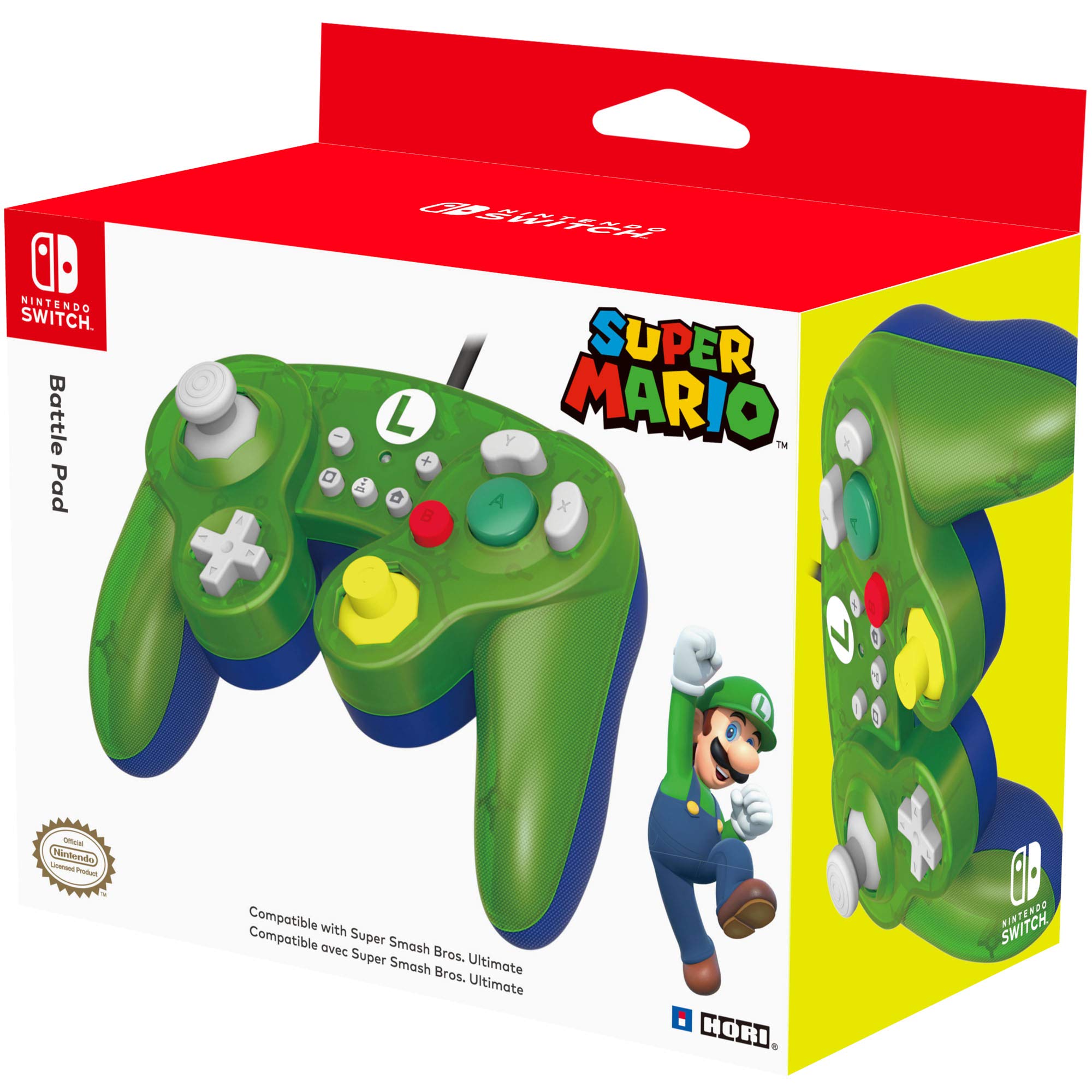 HORI Nintendo Switch Battle Pad (Luigi) GameCube Style Controller - Officially Licensed by Nintendo for Switch - Perfect for Super Smash Bros, Mario Kart & Retro Gaming