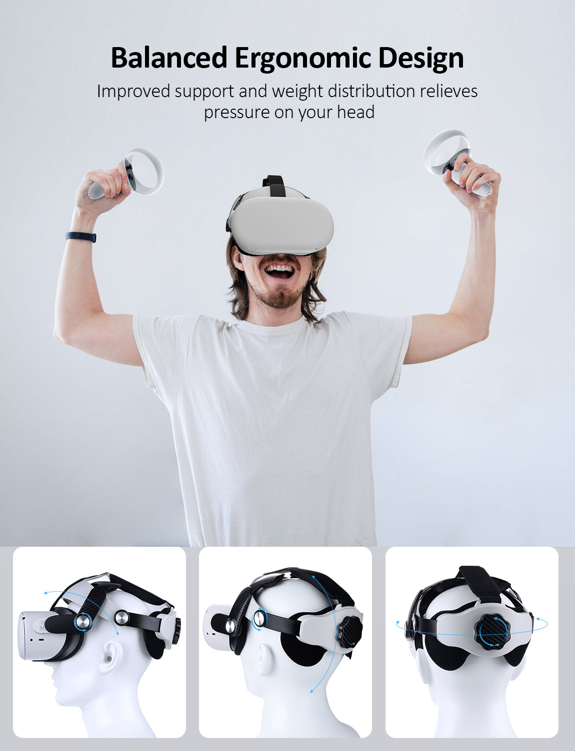 NexiGo S30 Comfortable Adjustable Head Strap for Meta/Oculus Quest 2 - Enhanced VR Gaming Experience for Long Play Sessions