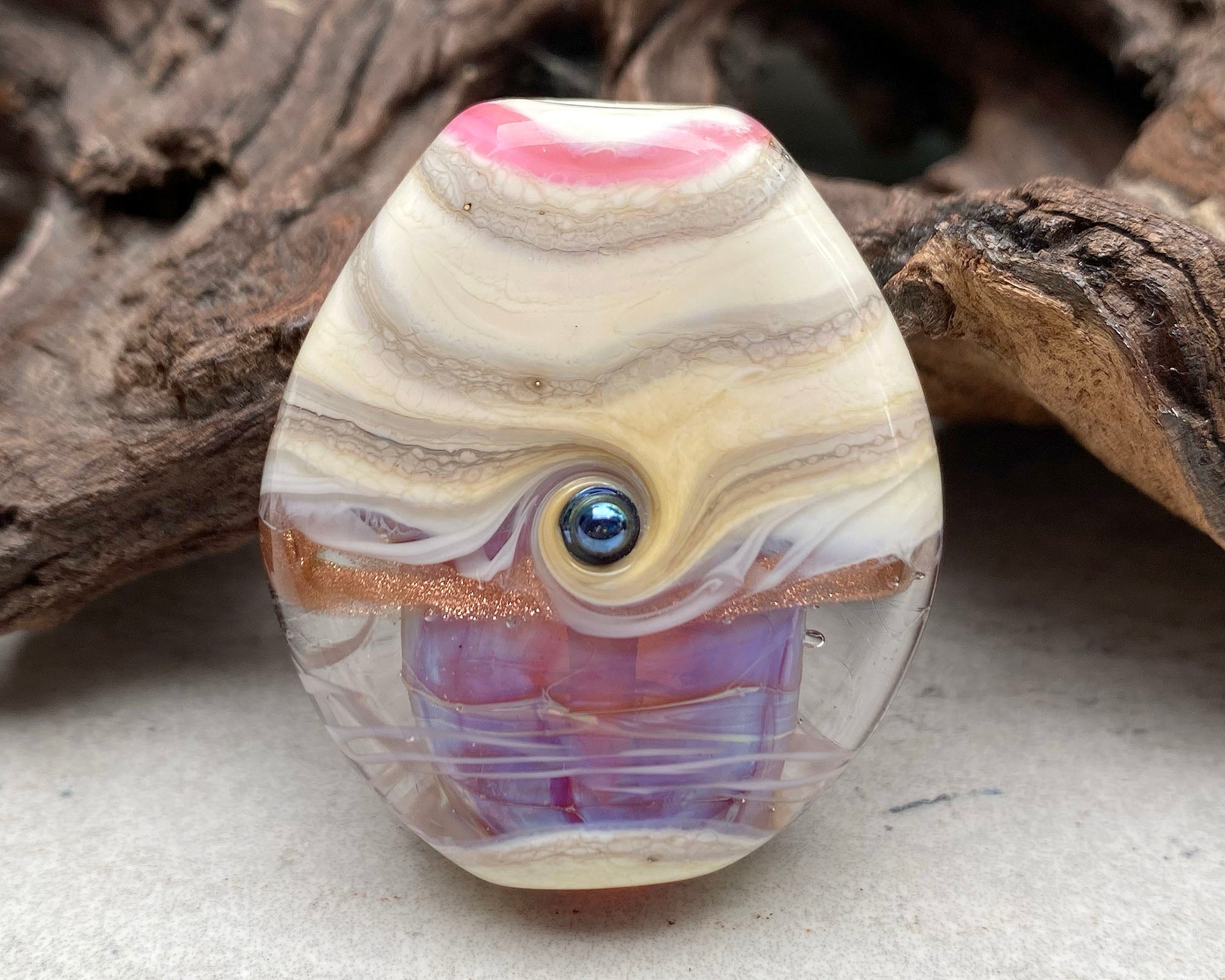 Lavender Shimmer Organic Lampwork Glass Focal Bead SRA for Jewelry Making - Handmade Beads for Necklaces, Bracelets & DIY Craft Projects