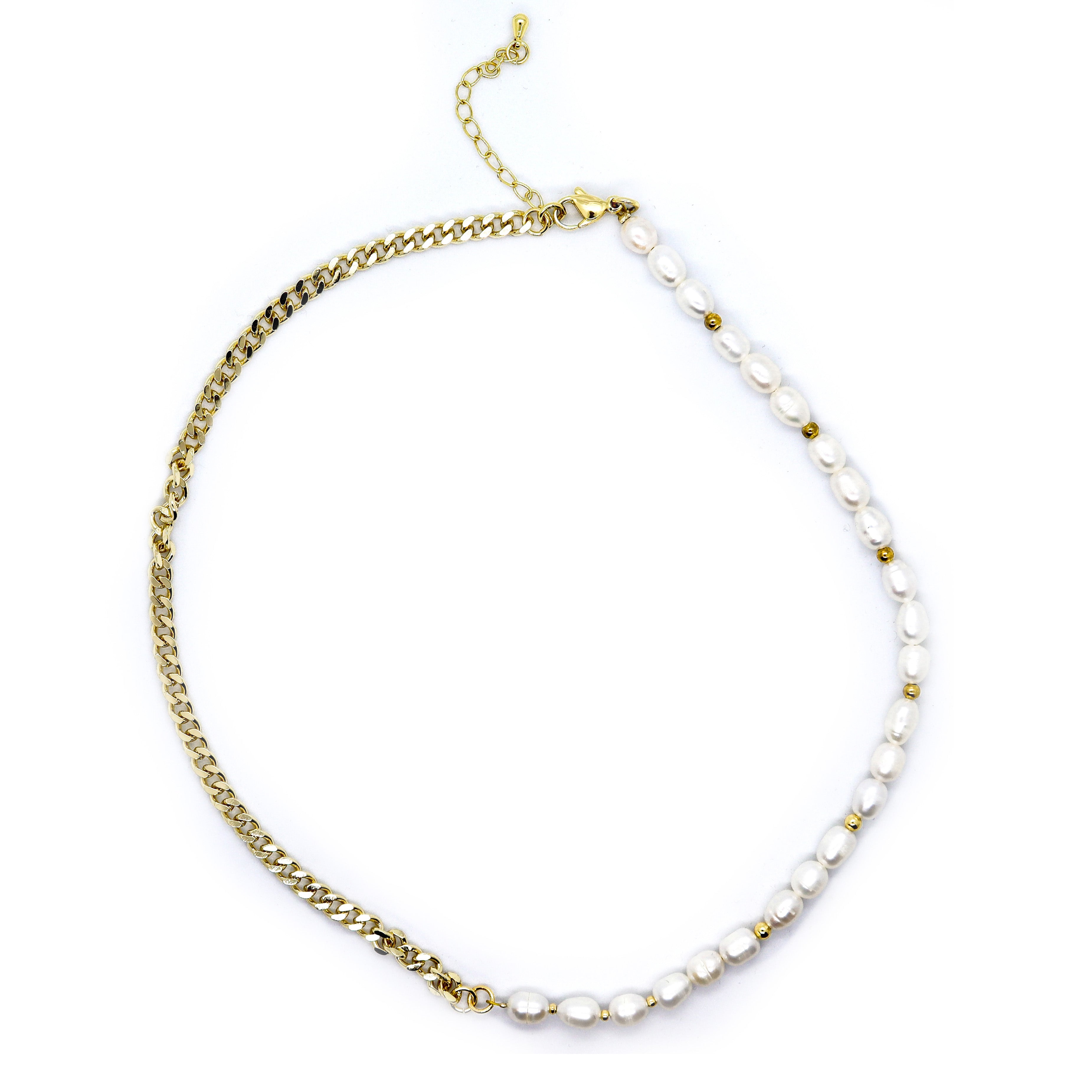 18K Gold Plated Fusion Pearl Chain Necklace for Women - Elegant Layered Jewelry Gift for Birthday, Anniversary & Valentine's Day - Perfect for Parties, Weddings & Special Occasions