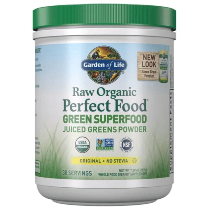 Garden of Life Raw Organic Perfect Food Green Superfood Powder - 7.3oz (207g) | USDA Organic, Vegan, Gluten-Free | Boost Energy & Detox for Daily Wellness