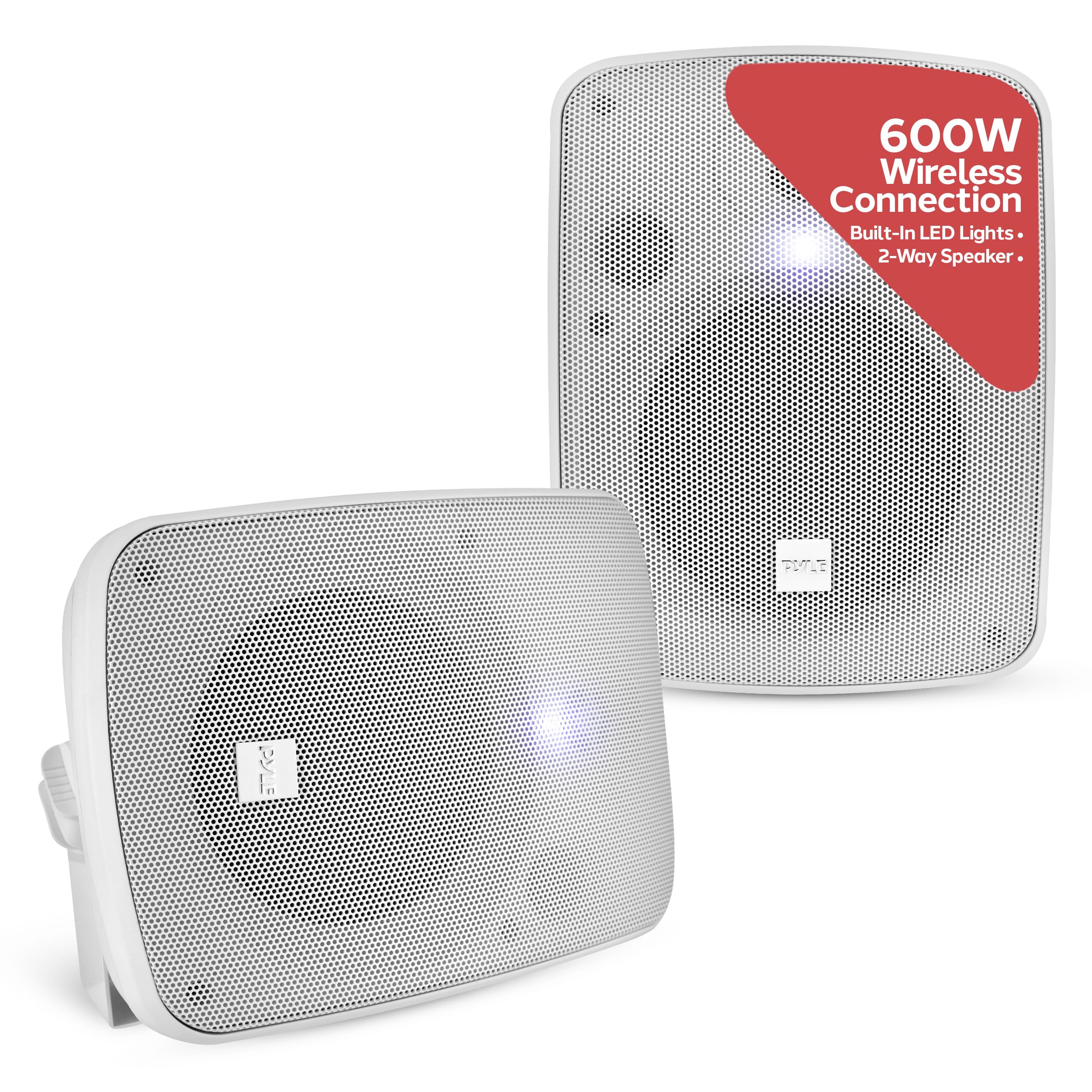 PYLE Outdoor Bluetooth Waterproof Wireless Speakers - 600W 2-Way Full Range Stereo Sound, Marine Grade Weatherproof - Wall/Ceiling Mount for Home, Boat, Patio, Pool & Backyard Parties