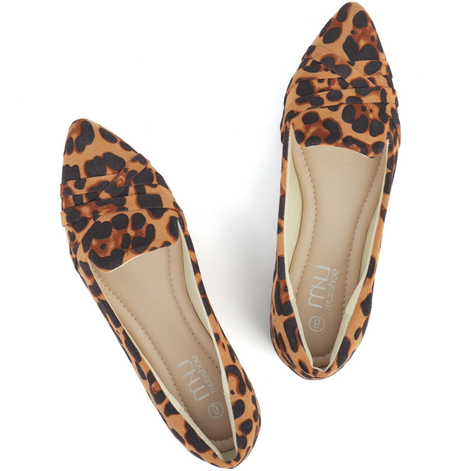 MUSSHOE Women's Pointed Toe Ballet Flats - Comfortable Slip-On Dress Shoes with Microfiber Upper - Perfect for Office, Wedding & Casual Wear