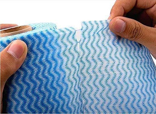 Alokrupswam Bulk Paper Towels Roll - 100% Non-Woven Reusable Cleaning Cloths for Kitchen, Dishes & Household Cleaning | Eco-Friendly Dish Towels & Napkins (Random Colors, 1 Roll) - Perfect for Spills, Counter Wiping & Dish Drying