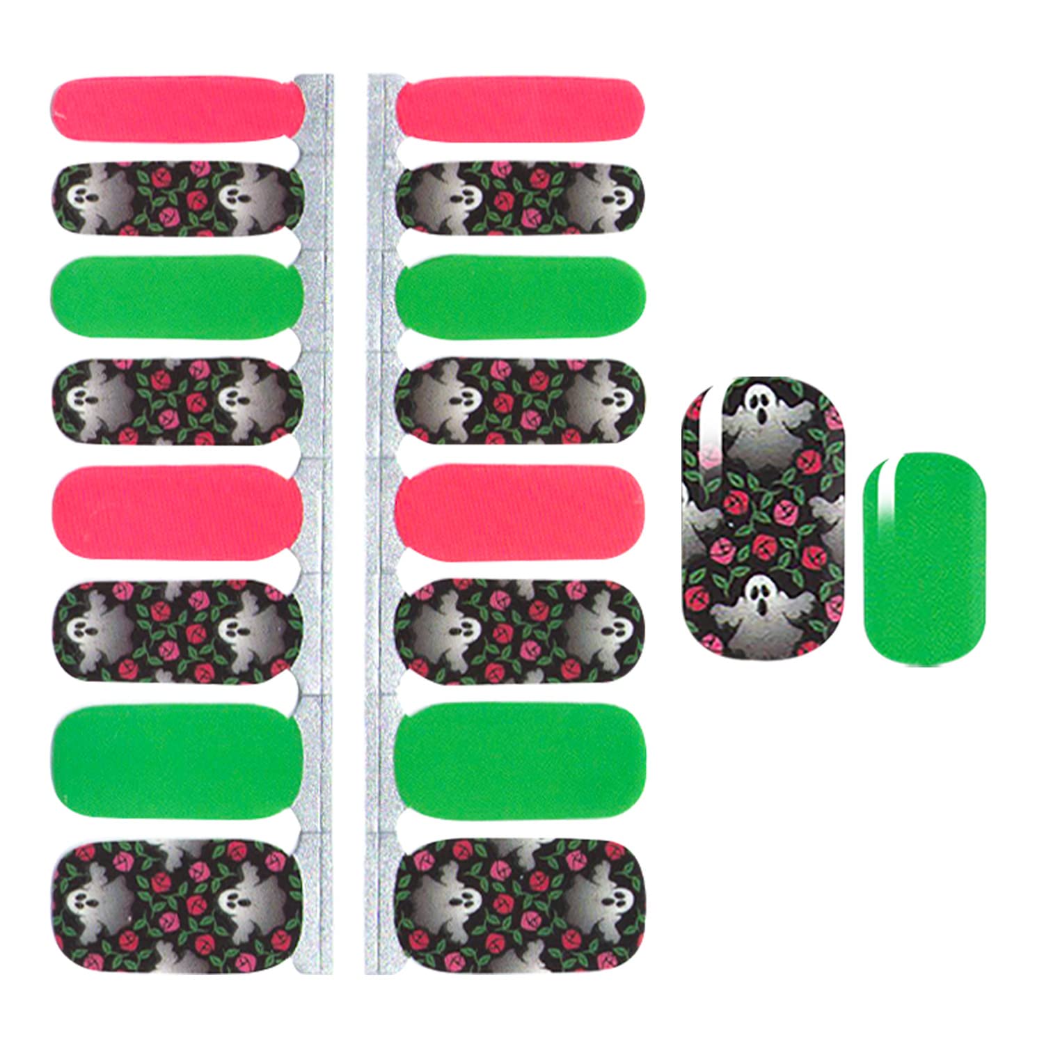 Halloween Nail Wraps for Women - 5 Sheets Self-Adhesive Nail Polish Strips with Skull, Pumpkin & Ghost Designs - Gel Nail Art Stickers Kit Includes Nail File - Perfect for Halloween Parties, Costume Events & Spooky Nail Art