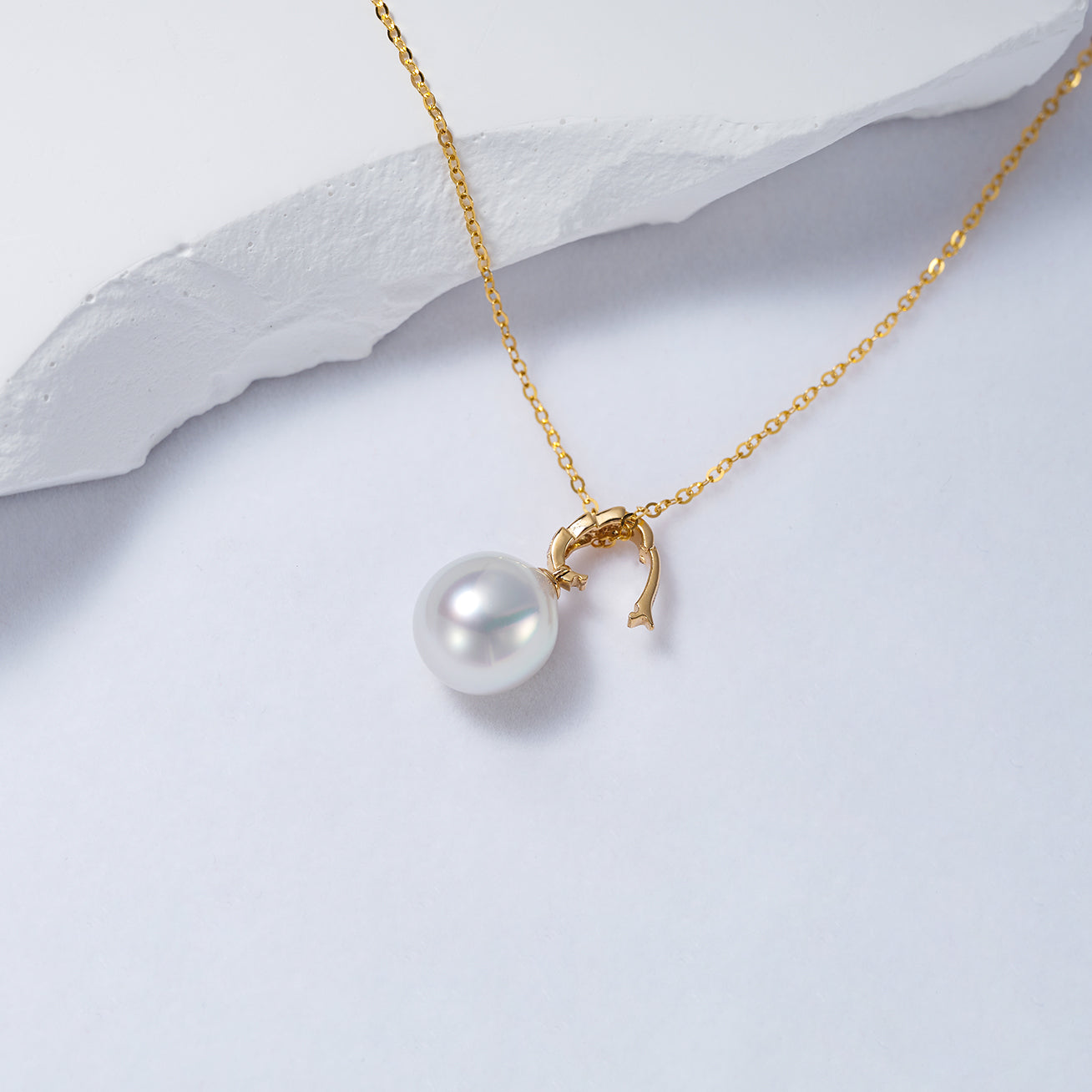 18K Solid Gold Australian White Diamond Saltwater Pearl Necklace - Elegant Bridal Jewelry & Anniversary Gift for Women (KN00198) | Perfect for Weddings, Parties & Special Occasions