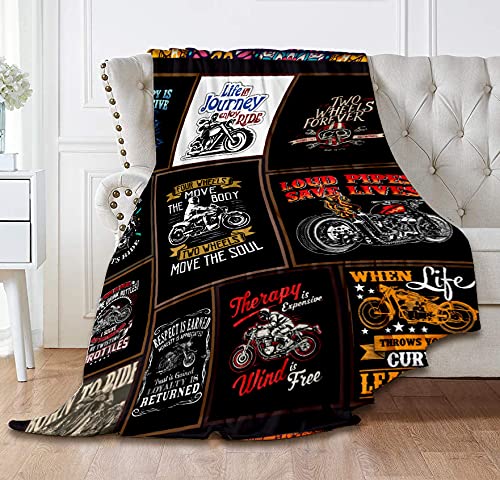 Premium Personalized Motorcycle Blanket for Bikers - 50x60 Inch Soft Fleece Throw - Ideal for Outdoor Camping, Road Trips & Gifts (Birthday, Christmas) - High Quality Rider Blanket for Men & Women