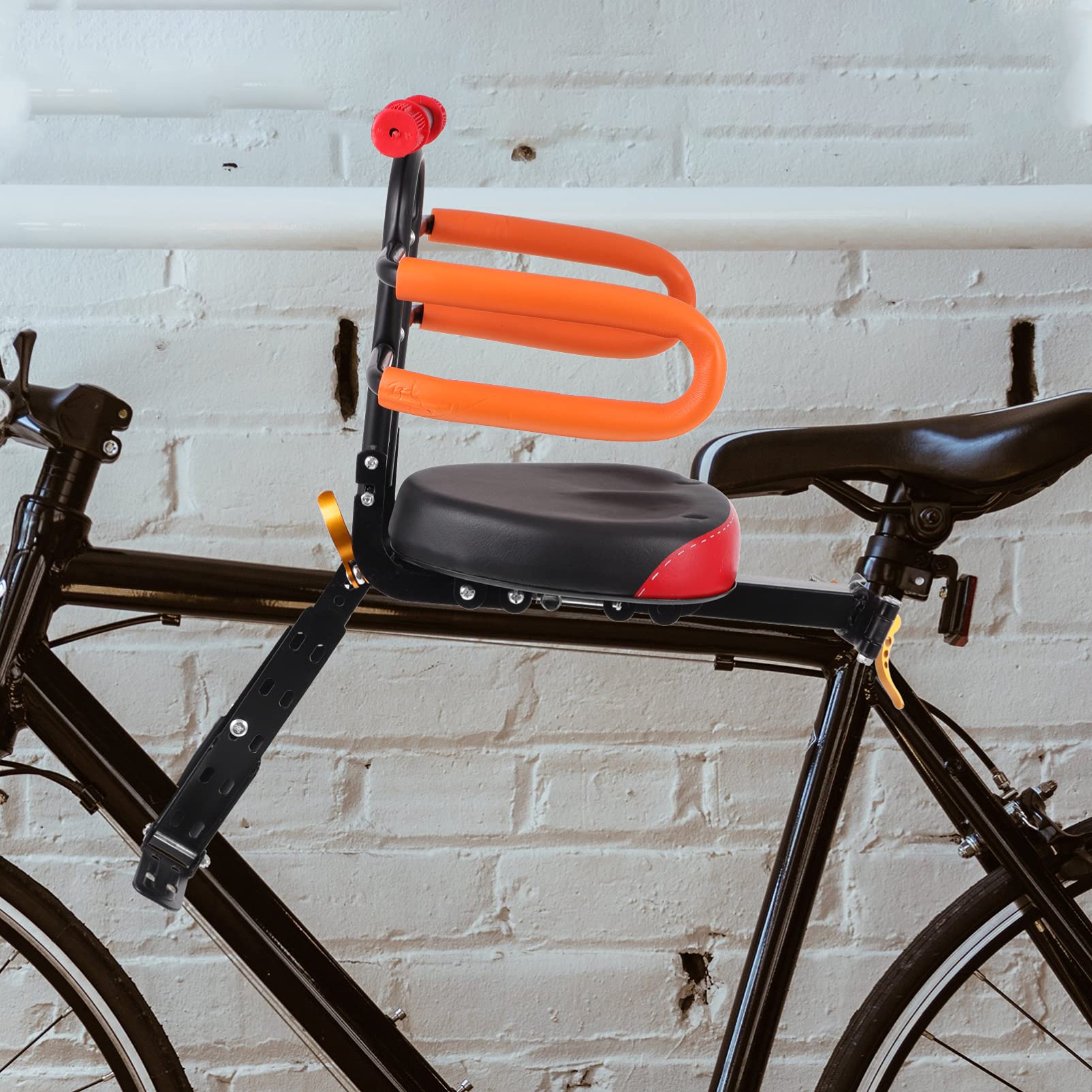 BESPORTBLE Foldable Front Bike Seat for Kids - Adjustable Child Bike Saddle with Safety Footrest, Steel Frame Carrier for Baby & Toddler - Perfect for Family Cycling, Commuting and Outdoor Adventures