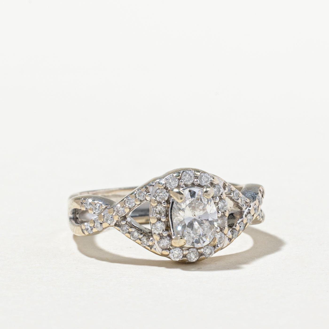 0.73ctw Oval Cut Diamond Cross Over Engagement Ring - Size 5.75 | Elegant Bridal Jewelry for Proposals, Anniversaries & Special Occasions