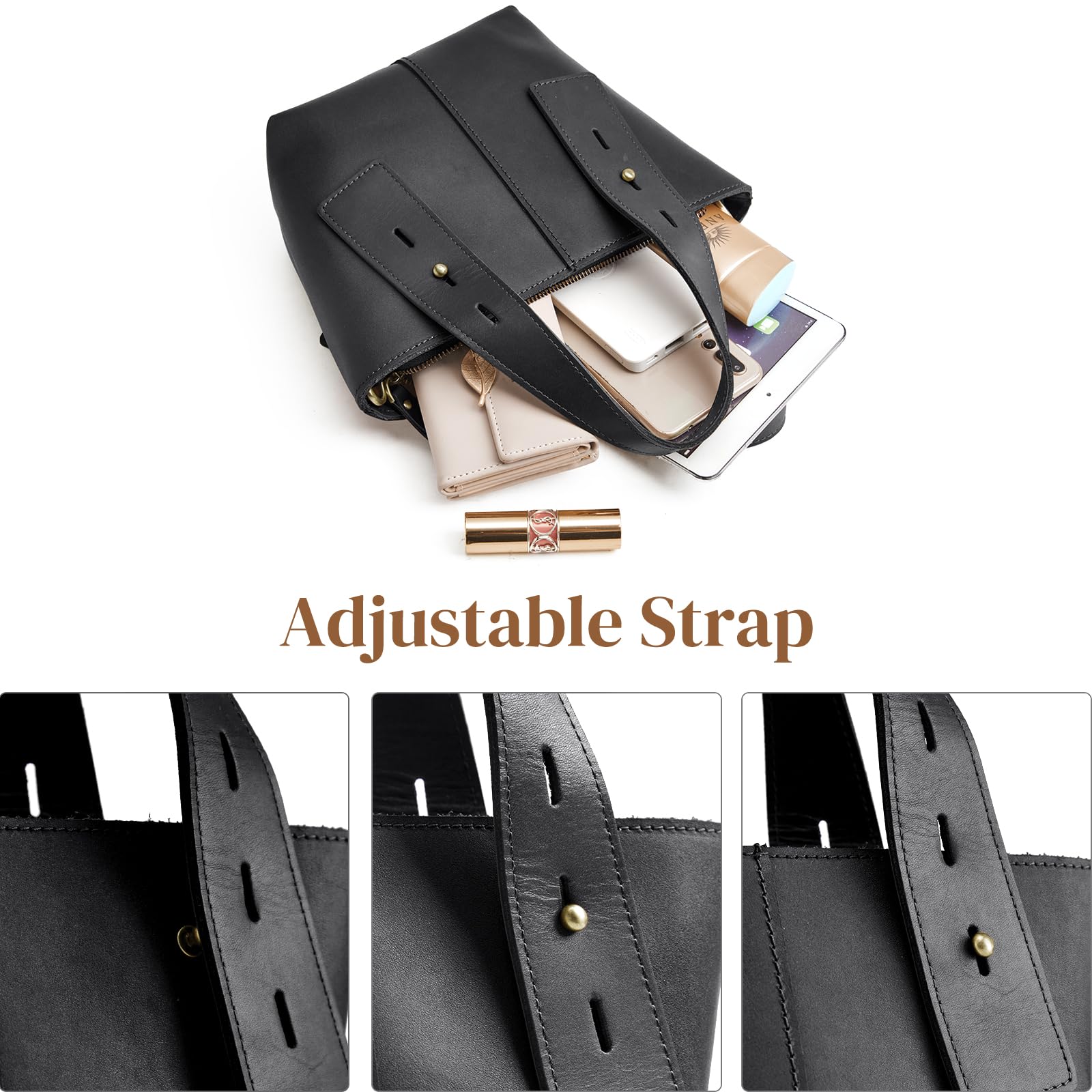 S-ZONE Women's Leather Crossbody Bag - Mini Tote Purse with Adjustable Strap, Small Satchel Top Handle Handbag for Everyday Use, Work & Travel Accessories