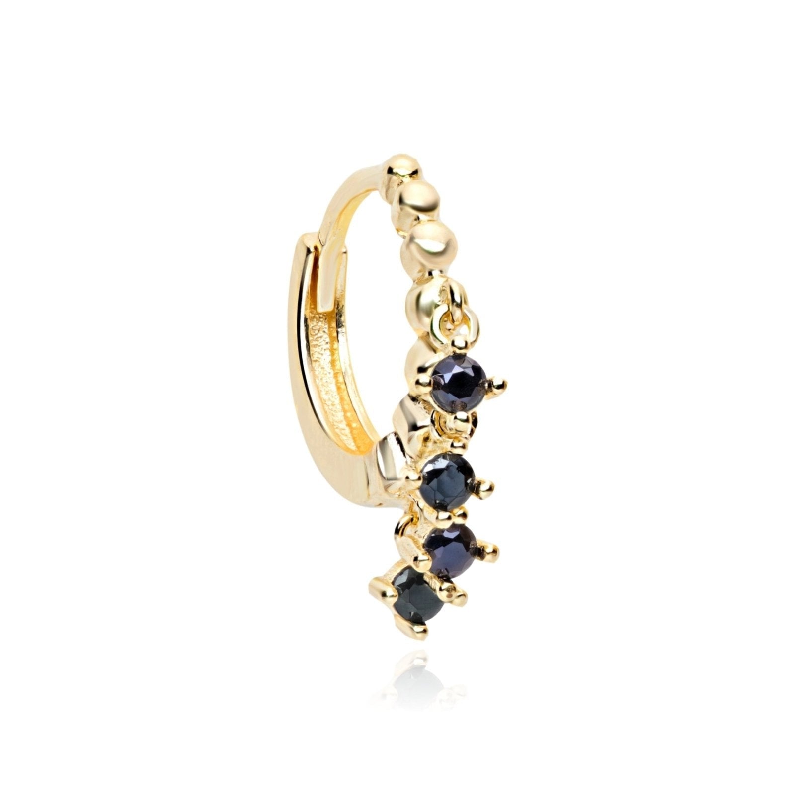 14K Yellow Gold Black Onyx Hoop Earrings for Women - Elegant Dangle Earrings for Party, Wedding & Everyday Wear