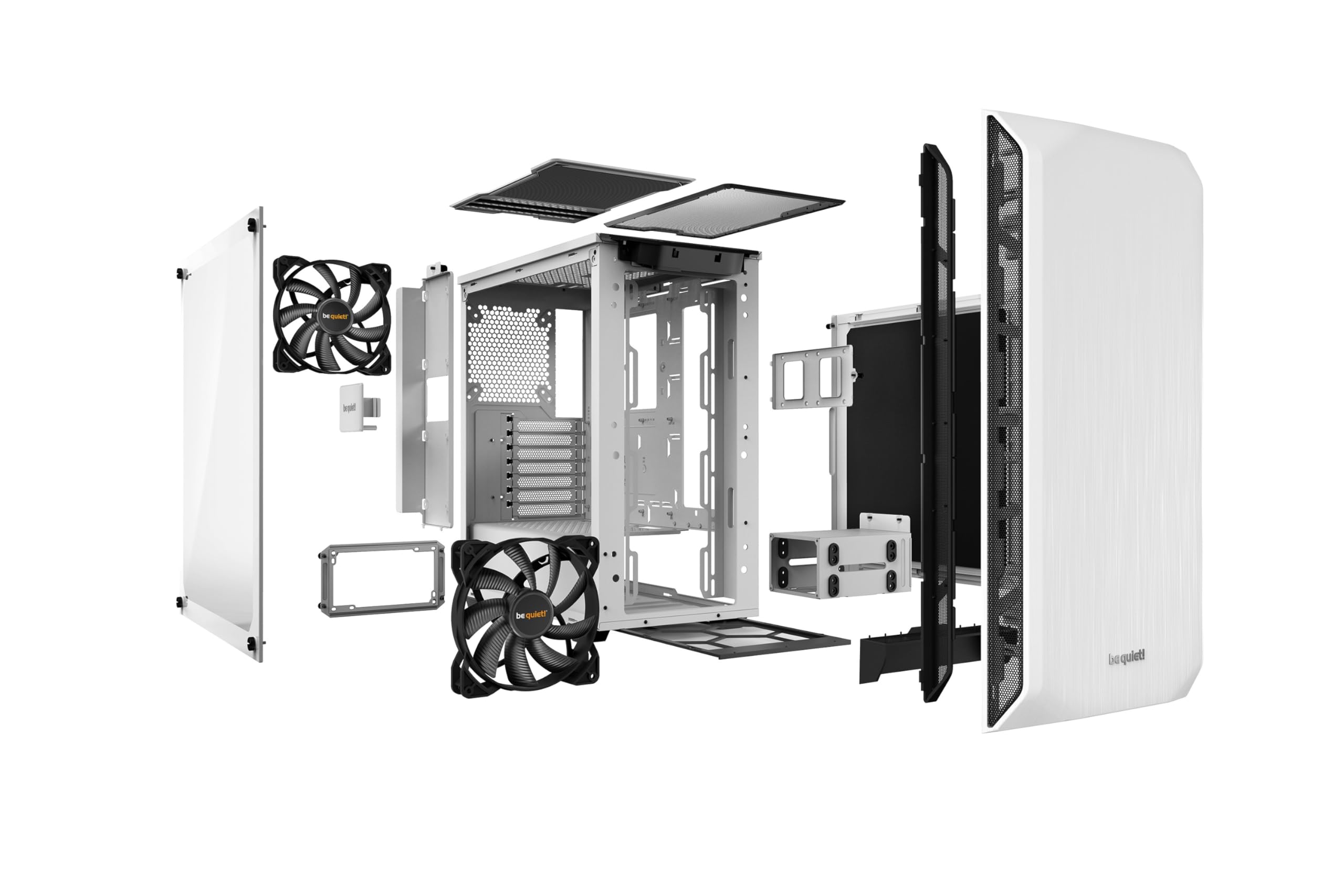be quiet! Pure Base 500 ATX Mid Tower PC Case - White | Tempered Glass Side Panel | 2 Pre-Installed Silent Wings 3 Fans | High Airflow & Noise Reduction | Perfect for Gaming & Workstation Builds