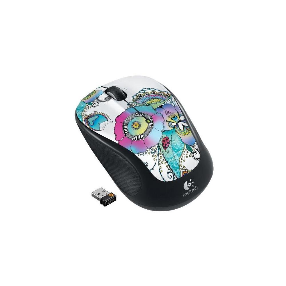Logitech M325 Wireless Mouse with Precision Scrolling - Ergonomic Design for Comfort, Perfect for Office & Home Use - Lady on the Lily Pattern (Blue) - Ideal for Web Browsing, Remote Work & Laptop Users