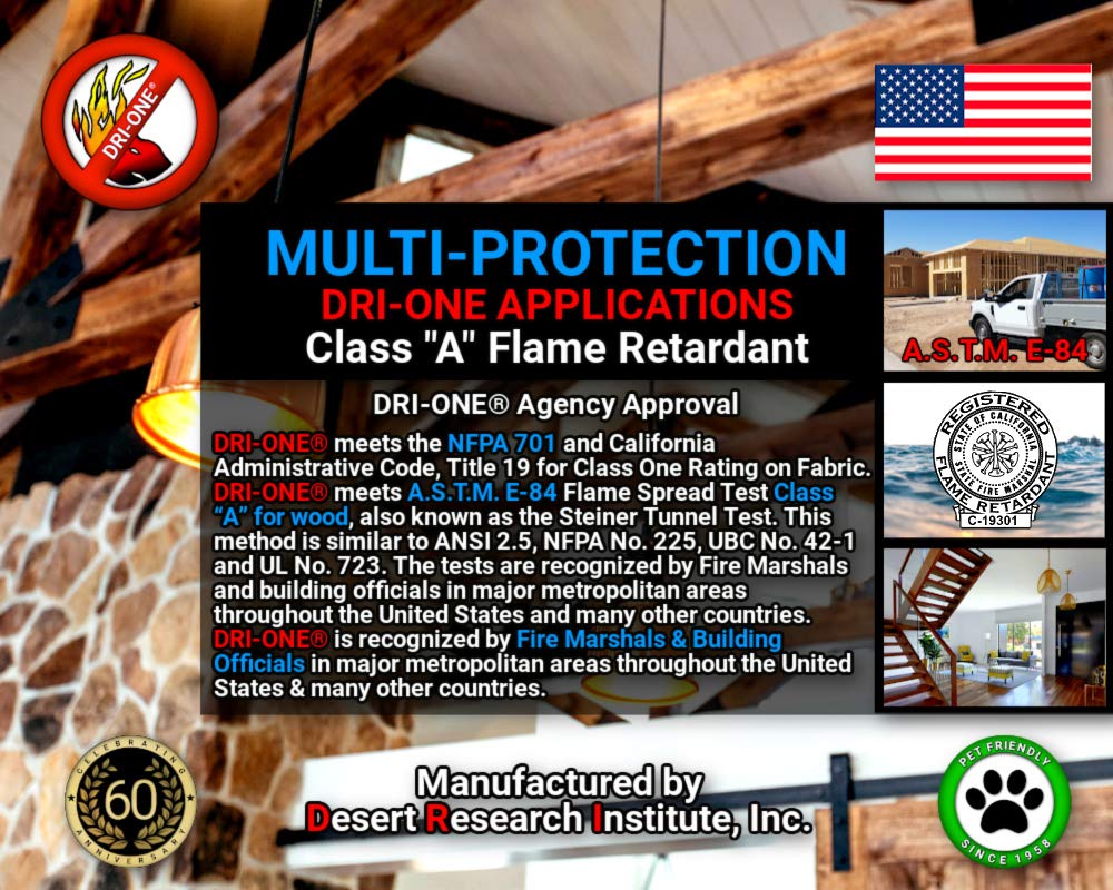 Fire Retardant Spray for Wood & Thatch - Eco-Safe, ASTM E84 - for Home & Camping
