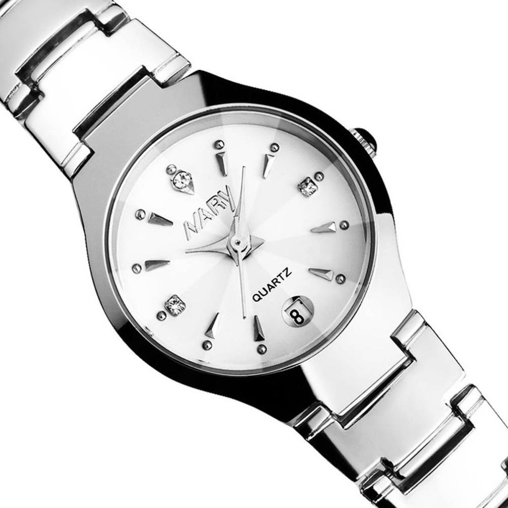 IEason Women's Single Calendar Quartz Stainless Steel Date Wrist Watch - White Dial Analog Watch for Business, Office & Everyday Wear