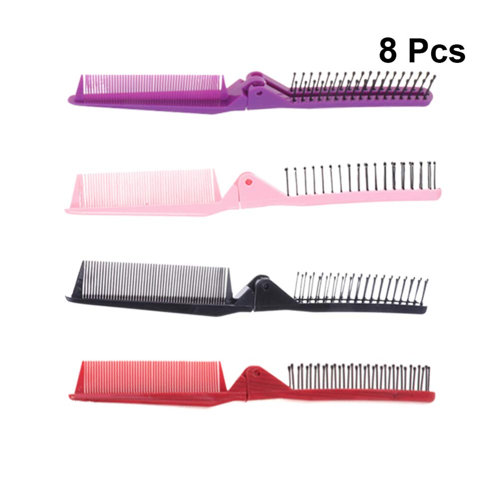8-Piece Portable Travel Hair Brush Set for Women - Foldable Comb, Anti-Static Teasing Comb & Scalp Massager - Perfect for On-the-Go Styling, Purse & Gym Bag Essentials