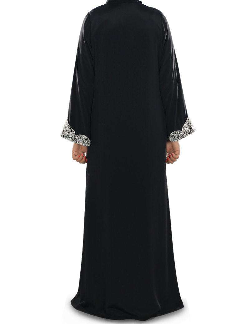 Hifja Black Hand Embroidered Burqa - Islamic Abaya Dress for Women - Modest Muslim Prayer Dress - Perfect for Mosque, Eid & Special Occasions