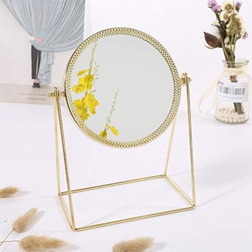 360° Rotating Golden Vanity Mirror with Stand - Adjustable Makeup Mirror for Women & Men (17x7x24cm, 15cm Diameter) - Perfect for Home Dressing Table, Salon, and Travel Makeup Kit