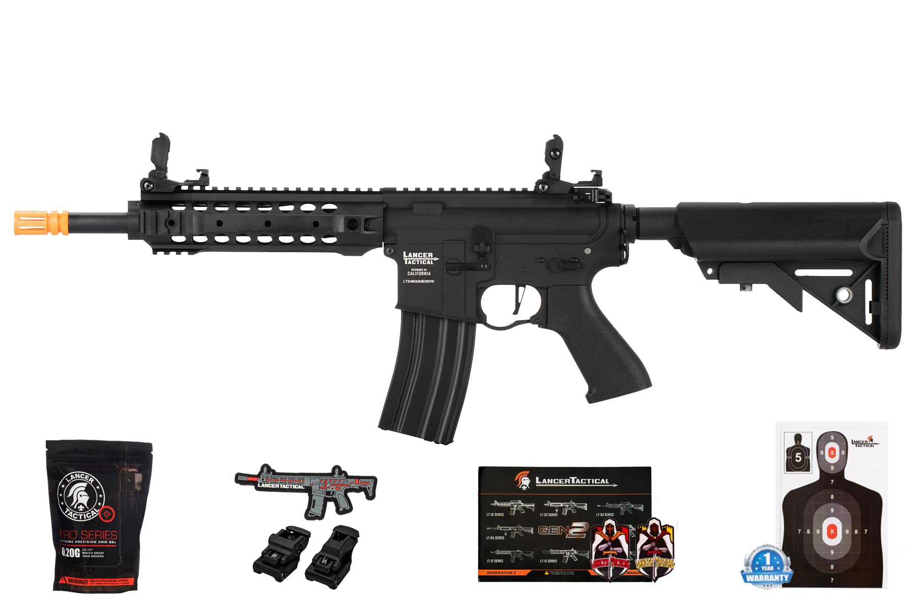 Lancer Tactical Gen 2 CQB Proline Full Metal ETU & Mosfet High FPS Airsoft AEG Rifle - Professional Airsoft Game & Tactical Training - Perfect for CQB, MilSim & Outdoor Shooting