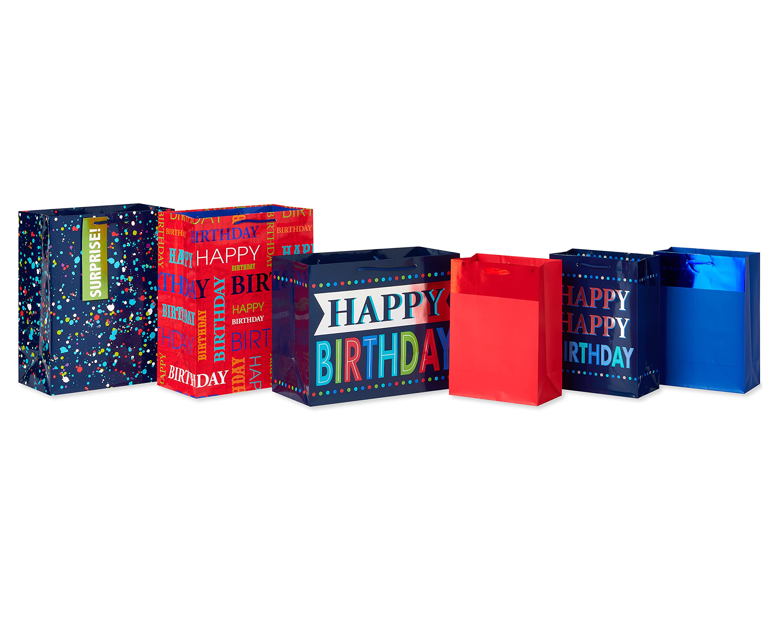 American Greetings All-Occasion Gift Bags Set - 6 Premium Gift Bags for Men (3 Medium 10