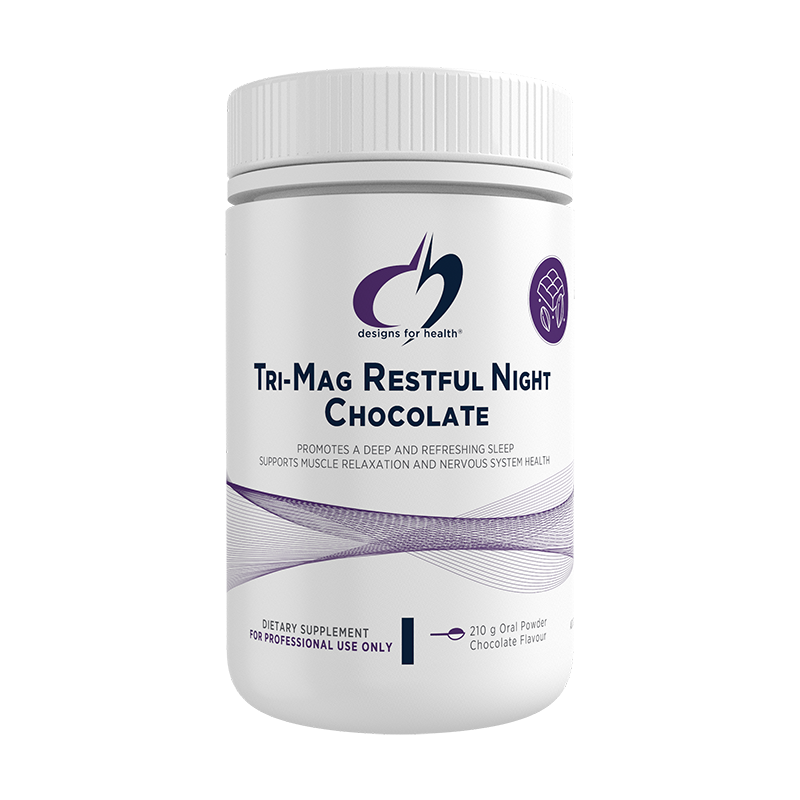 Designs for Health Tri Mag Restful Night Chocolate - Magnesium Supplement for Better Sleep & Relaxation | Ideal for Stress Relief & Nighttime Calm