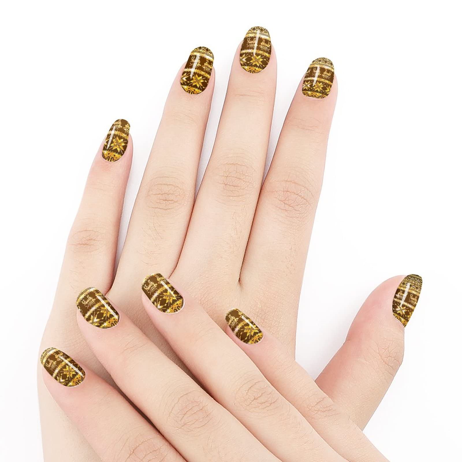 Self-Adhesive Nail Polish Stickers for Women - Christmas Reindeer, Snowflake & Gold Design | Waterproof Nail Art Decals for DIY Manicure, Wedding & Party Decor | Perfect for Holiday Nails, Gift Giving & Special Occasions