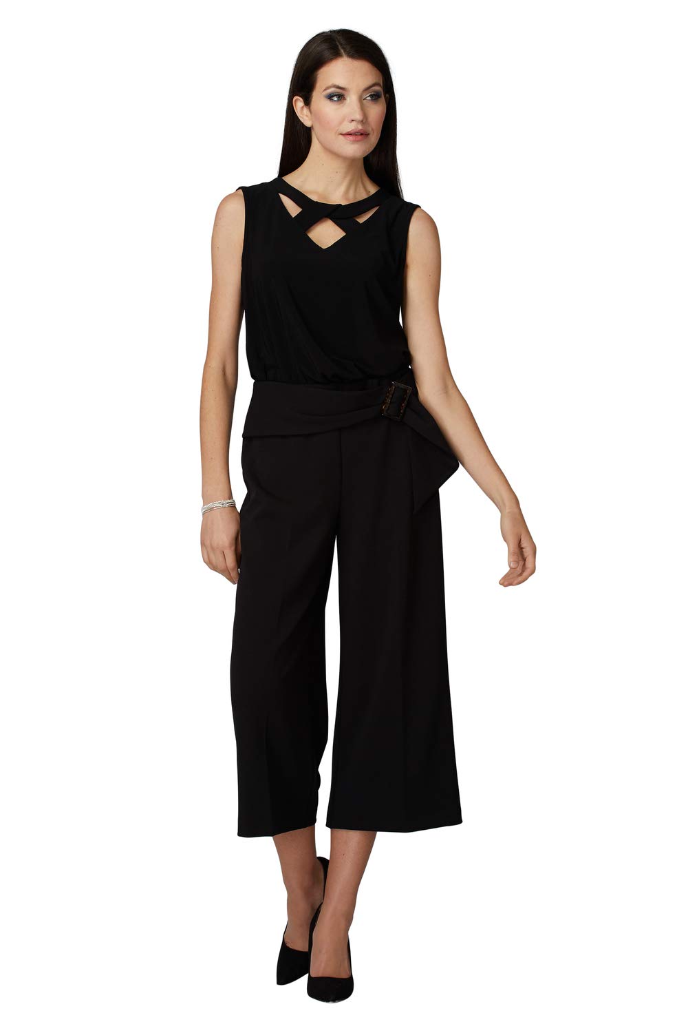 Women's High Waist Belted Crop Pants - Stretchy Comfortable Tapered Ankle Pants for Work, Travel & Casual Wear