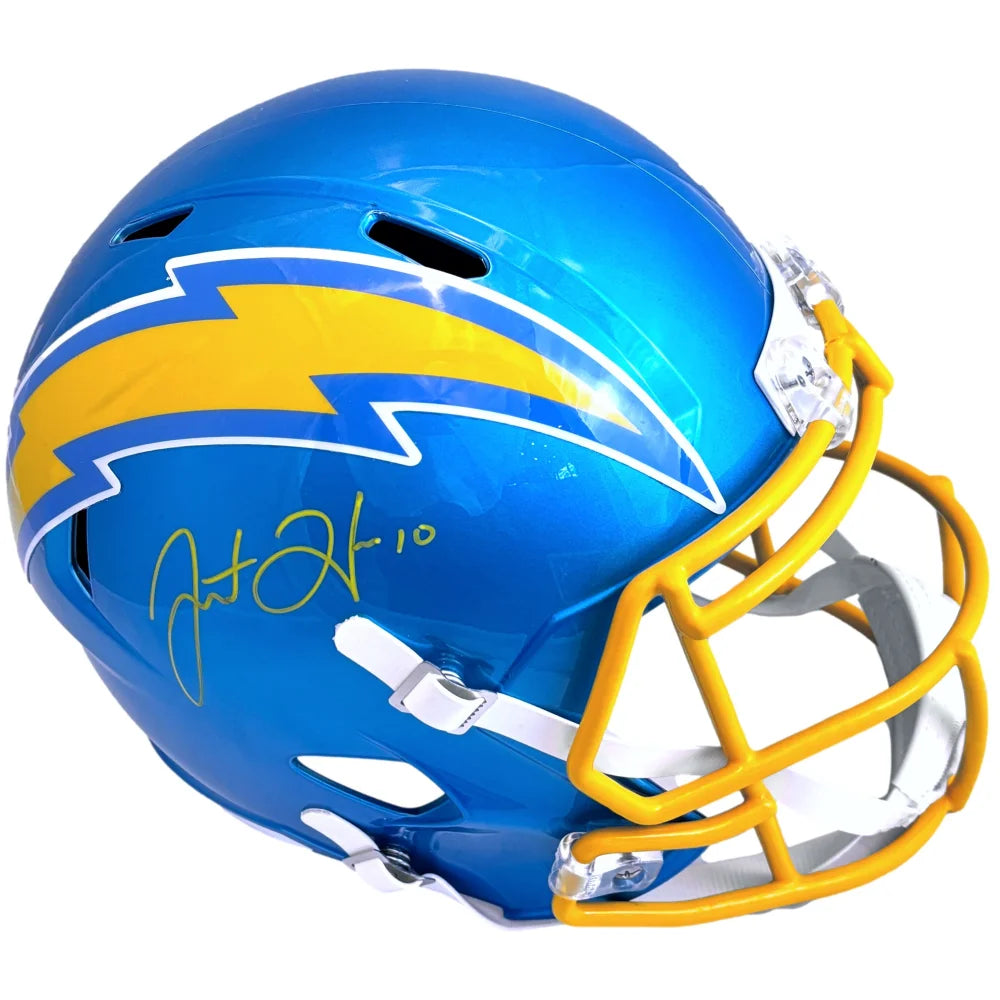 Justin Herbert Autographed Los Angeles Chargers Full Size Helmet - BAS Signed NFL Collectible - Perfect for Sports Memorabilia Display, Fan Cave Decor, and Chargers Merchandise Collection