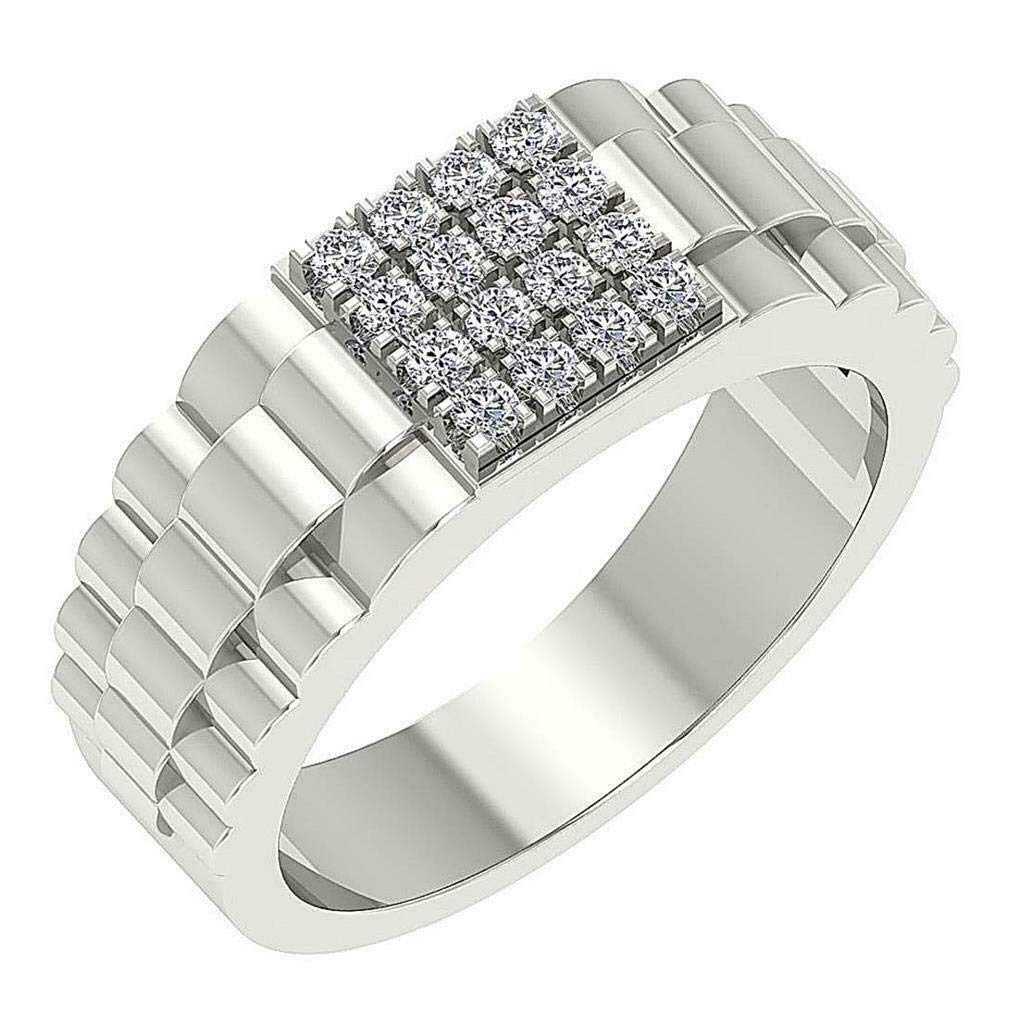 0.55Ct Rolex Style Men's Wedding Engagement Ring - Signity Simulated Diamond Sterling Silver Band for Grooms, Proposals & Anniversary Gifts