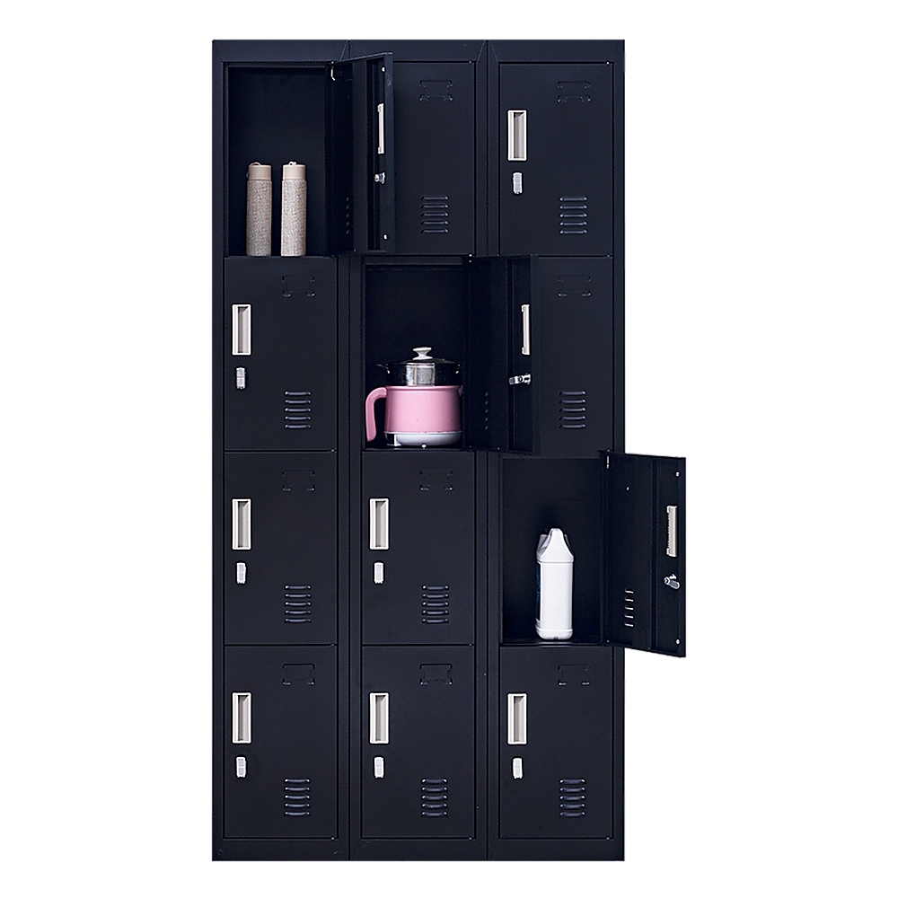 12-Door Locker Cabinet - Heavy Duty Steel Storage for Office, Gym, School & Home - Secure Padlock Operated - Perfect for Employee Storage, Sports Equipment & Personal Belongings