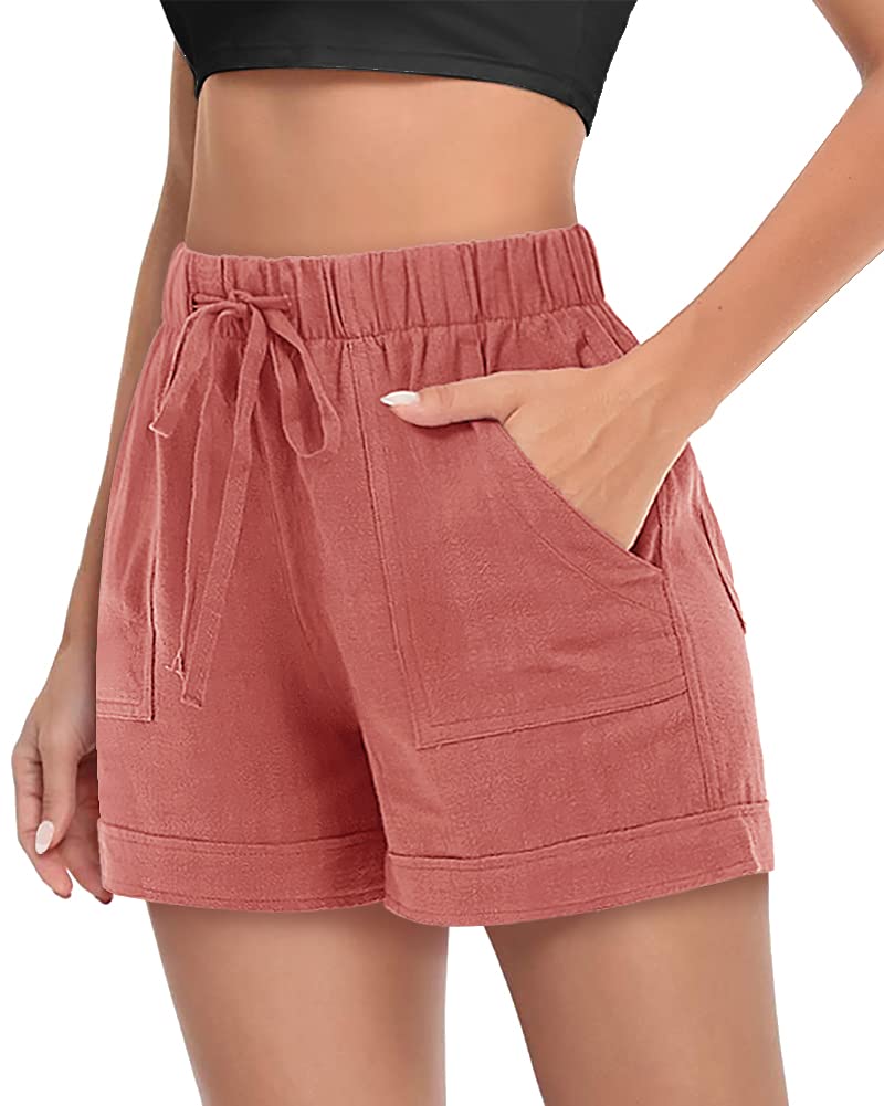 FASKUNOIE Women's Casual Elastic Boho Shorts with Ruffle Hem - Comfy Flowery Summer Beach Shorts for Vacation, Poolside, and Outdoor Adventures