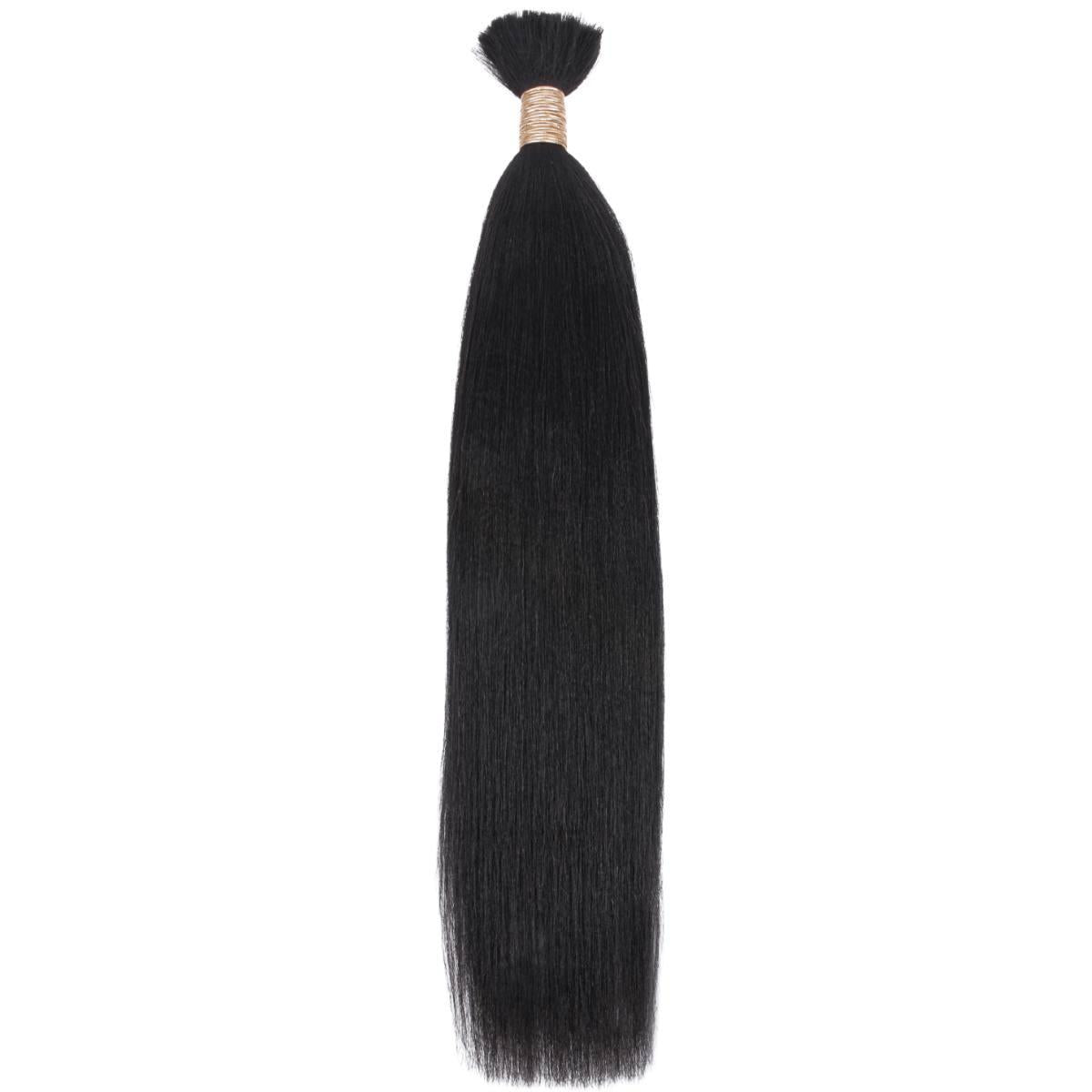 100% Human Yaki Straight Bulk Braiding Hair - Natural Look for Box Braids, Cornrows & Protective Styles | Soft & Tangle-Free for Easy Styling