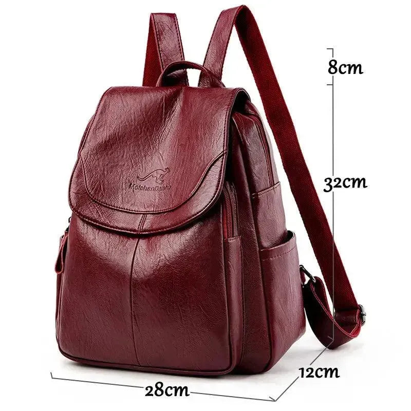 Vintage Soft Leather Women's Backpack - Stylish & Durable Travel Bag for Work, College & Everyday Use