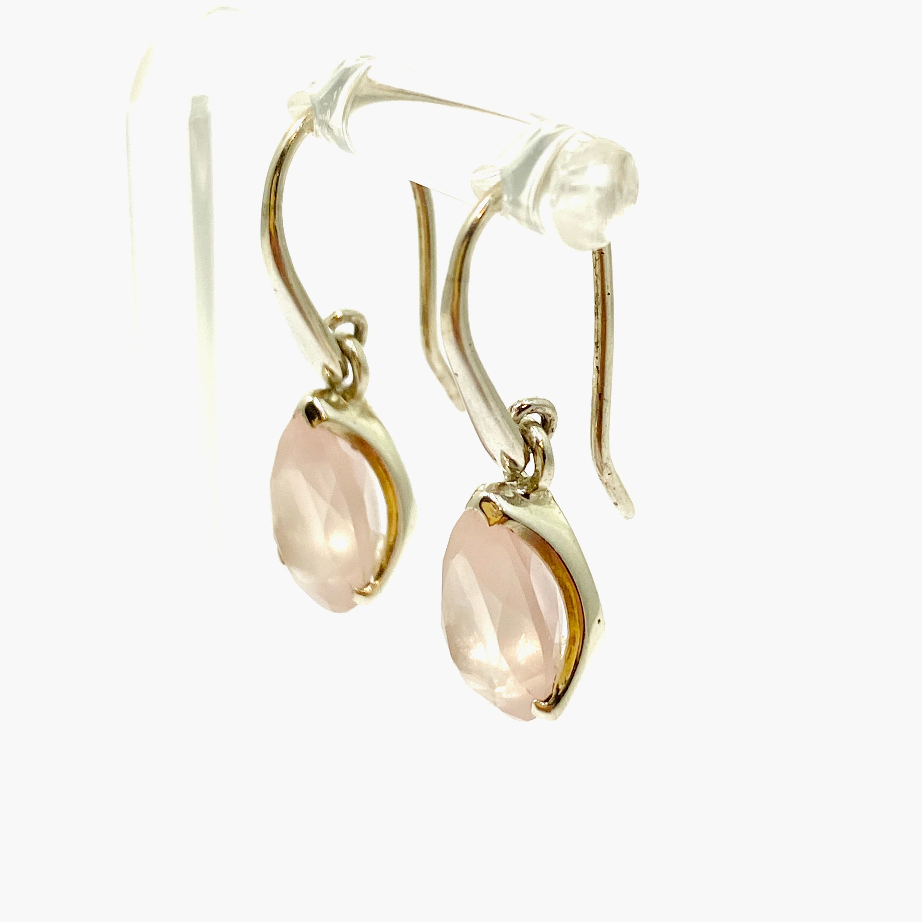 Rose Quartz Teardrop Faceted Earrings for Women - Dainty Crystal Drop Dangle Jewelry - Perfect for Weddings, Parties & Everyday Wear