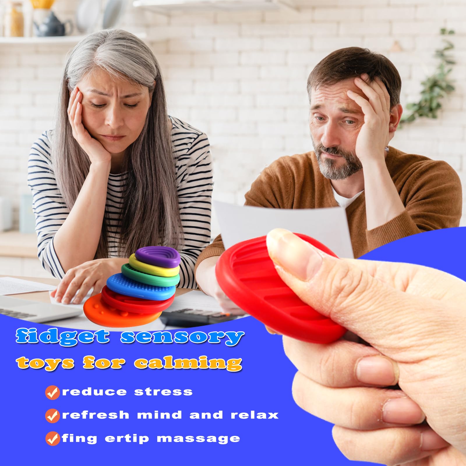 18 Pack Sensory Fidget Toys for Adults - Stress Relief Anxiety Toys with Textured Worry Stones, Suction Cups & Stretchy Sensory Items | Perfect for Office, Classroom, ADHD & Autism Therapy