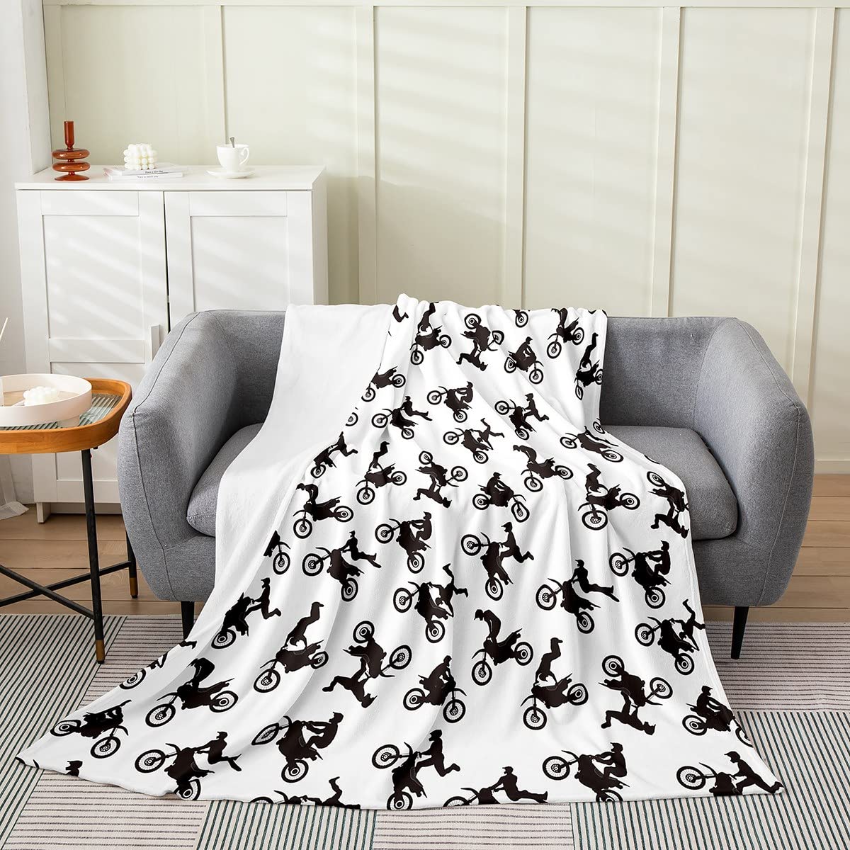 Motocross Rider Fleece Throw Blanket 60