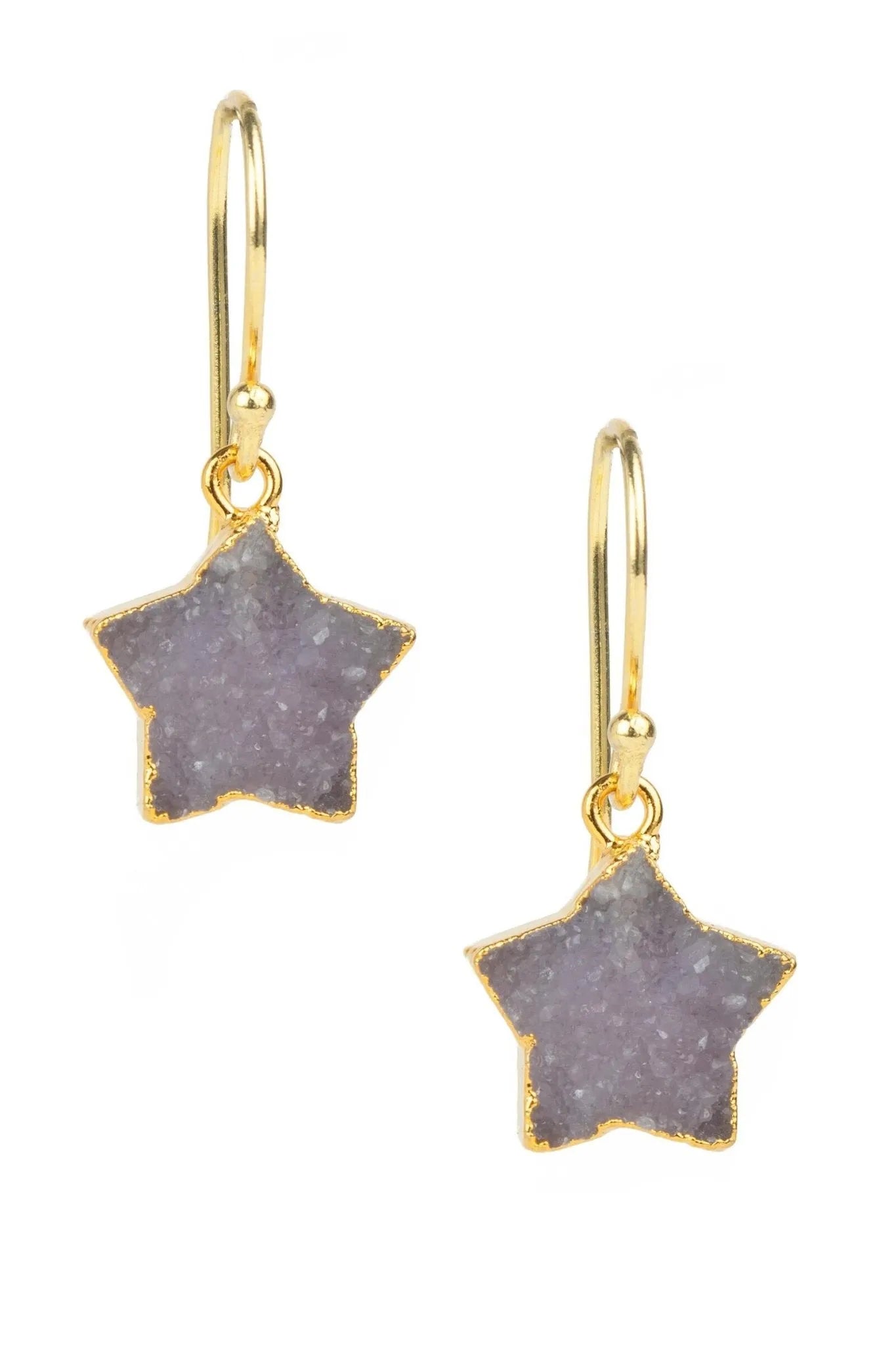 Natural Star Druzy Drop Earrings for Women - Elegant Handmade Dangle Earrings for Party, Wedding & Everyday Wear
