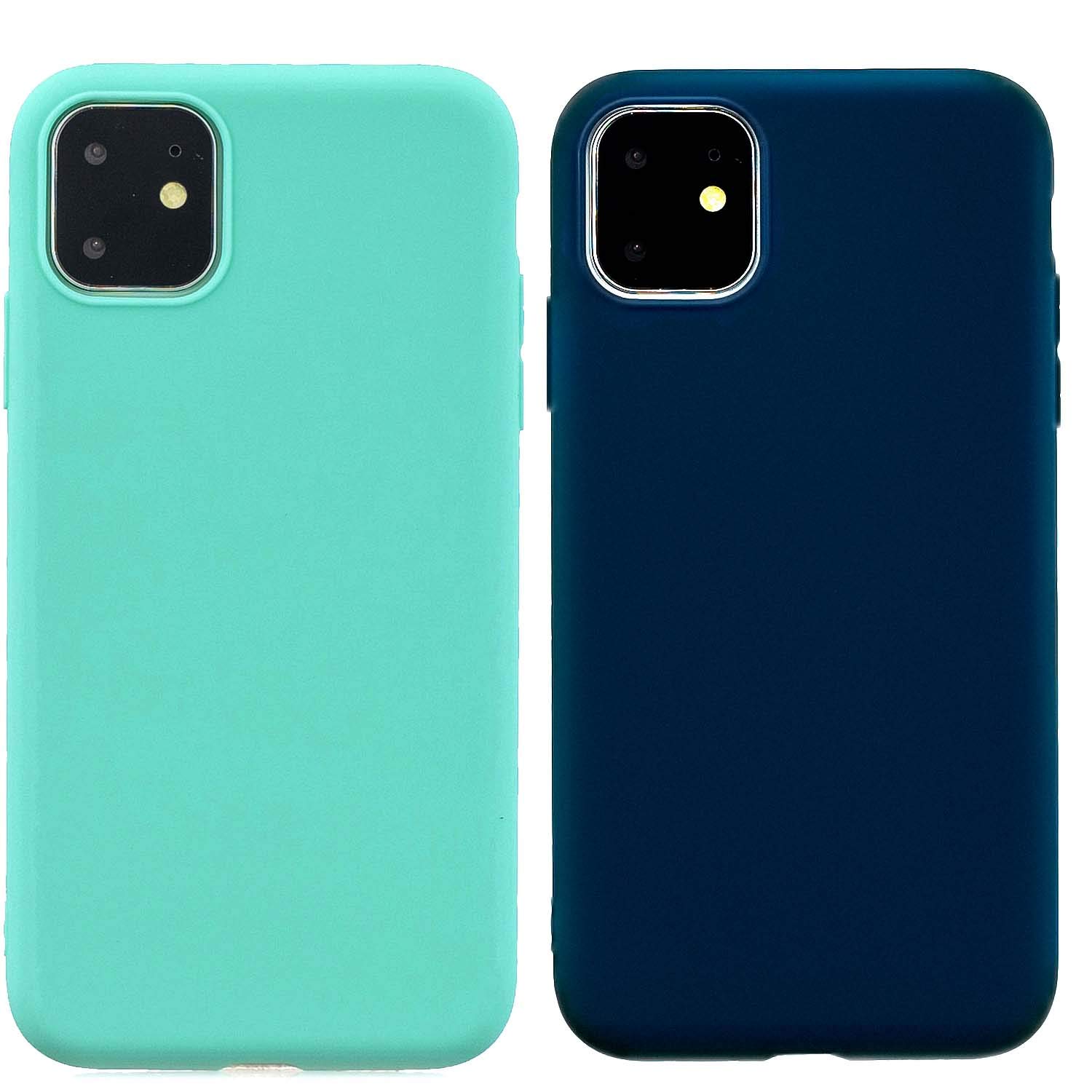 2-Pack Slim Fit Matte TPU Phone Case for iPhone 11 (6.1 inch 2019 Model) - Ultra Thin Lightweight Protective Cover in Teal & Dark Blue | Perfect for Everyday Use, Work and Travel Protection