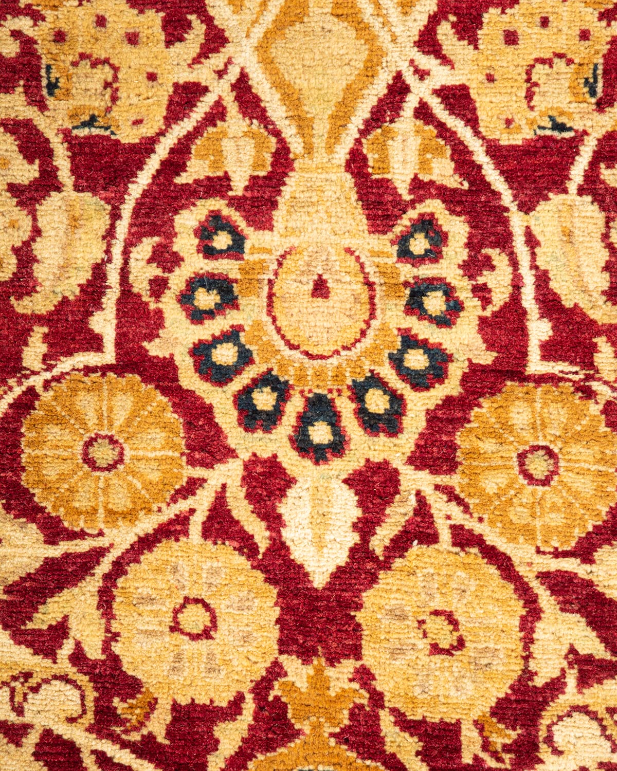 Handmade Wool Oriental Mogul Red 6x9 Area Rug - Traditional Hand-Knotted One-of-a-Kind Solo Rugs for Living Room, Bedroom & Home Decor