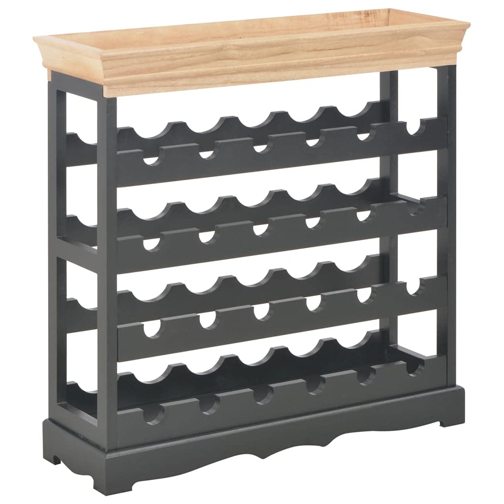 Modern Freestanding Floor Wine Rack - Large Capacity 36 Bottle Storage, Black MDF Wine Cabinet 27.6