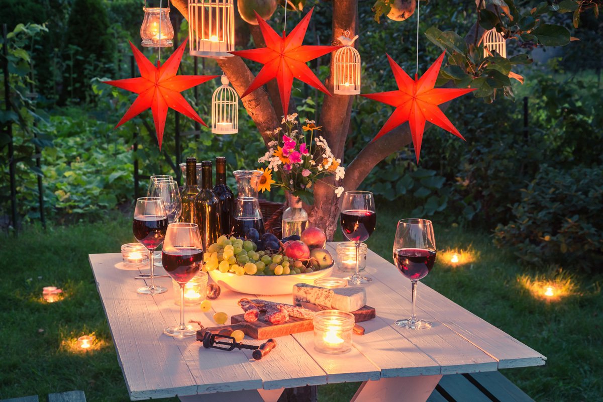 3 Pack 18 Inch Red 7-Point Weatherproof Outdoor Plastic Star Lanterns with LED Bulbs & Lamp Cord - Christmas, Halloween, Patio, Garden, Party Decoration Lights