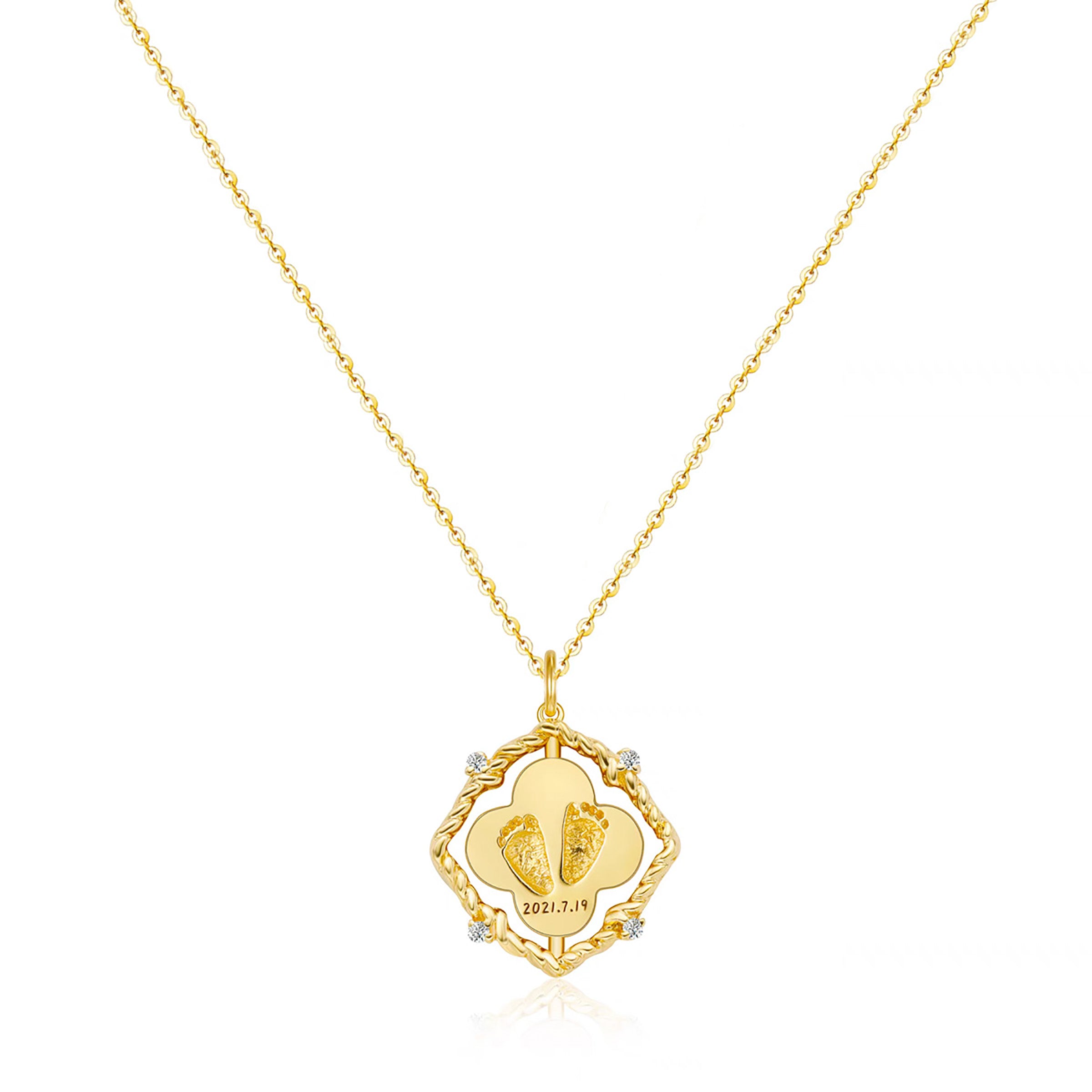 Solid Gold Baby Footprint Necklace - Personalized Keepsake Jewelry for Moms - Perfect for Mother's Day, Baby Showers & Newborn Gifts
