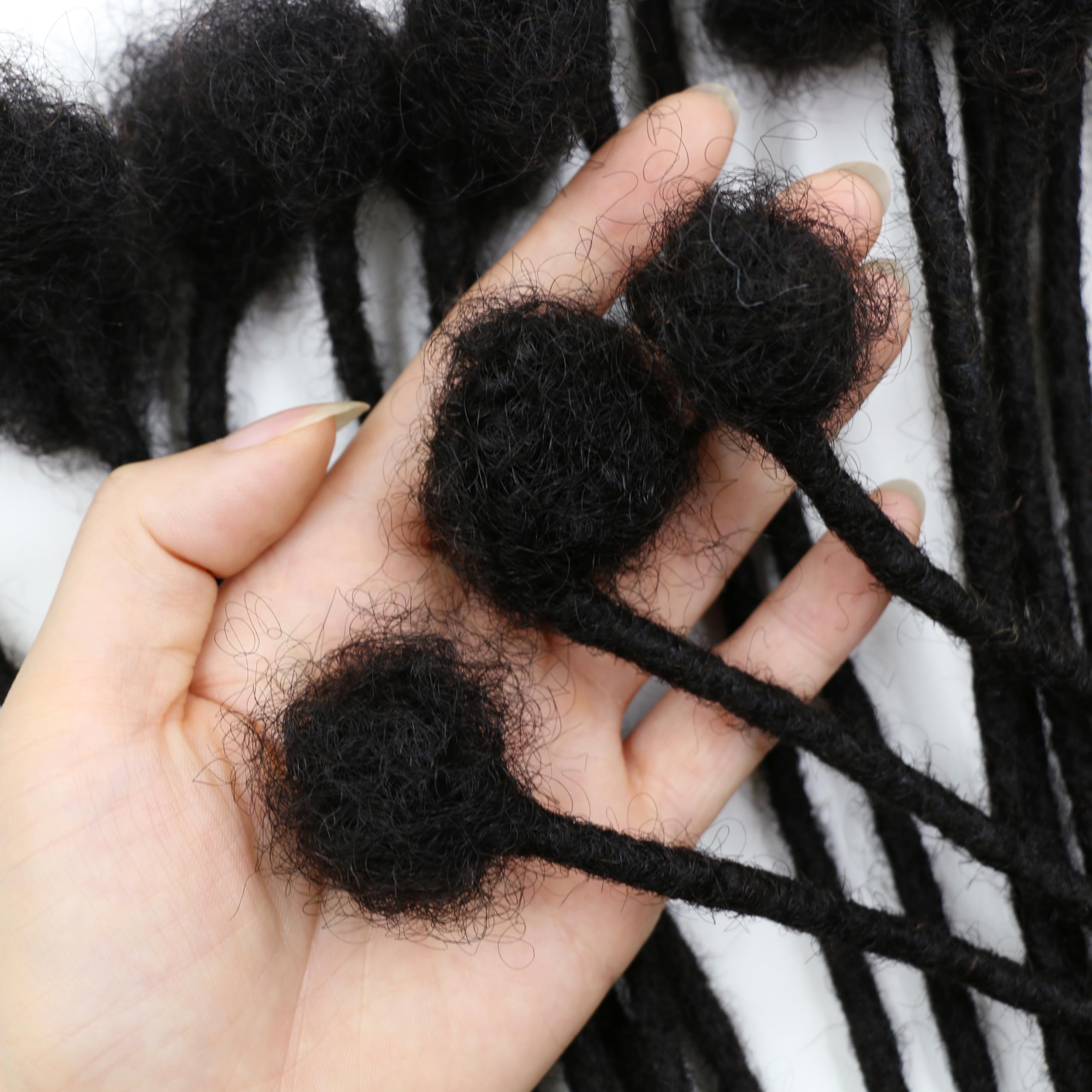 6 Inch Permanent Human Hair Loc Extensions - 100 Strands 0.4cm Full Handmade Dreadlocks - Soft Natural Black Dreads for Men, Women & Kids - Can Be Dyed, Bleached or Curled - Perfect for Protective Styles, Cosplay and Everyday Wear