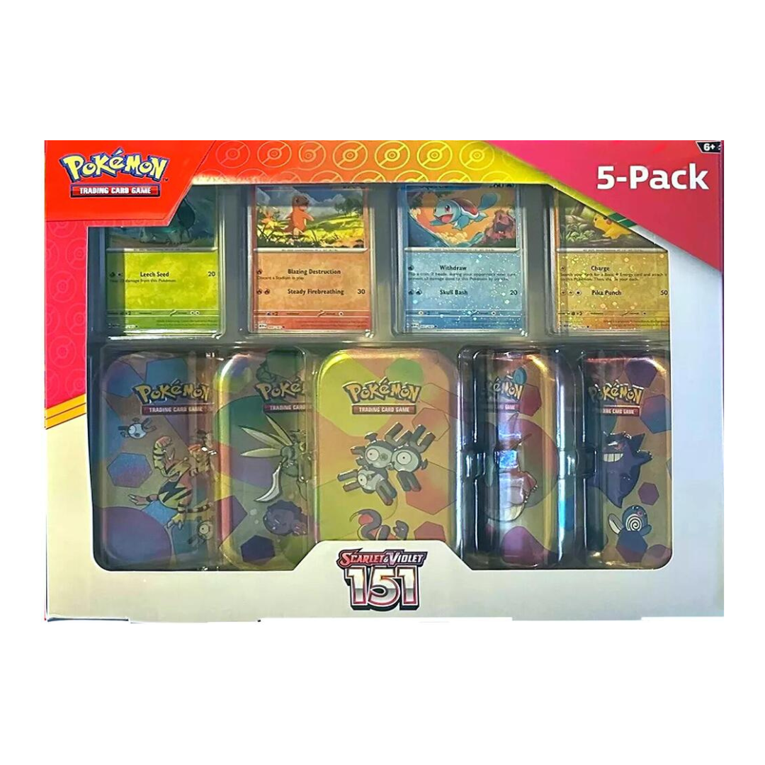 Pokemon Scarlet & Violet 151 Mini Tin 5-Pack - Collectible Trading Card Game Set for Kids & Adults - Perfect for Gifts, Battles & Card Collecting