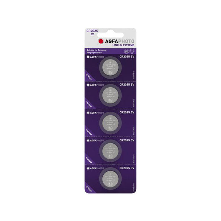 CR2025 3V Lithium Battery 5-Pack - Long-Lasting Power for Watches, Calculators & Key Fobs